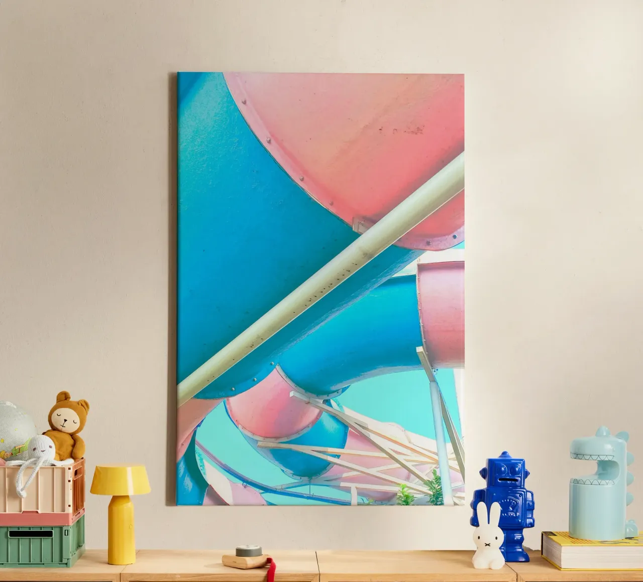 scivolo d'acqua colorato tela con Cornice a cassetta da pastel color shape
