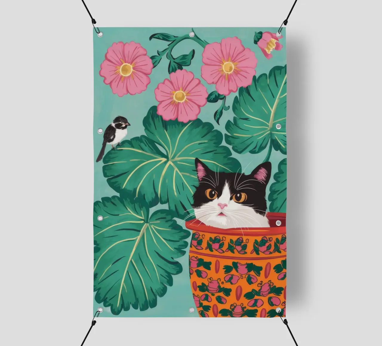 Gatto nel cesto telo in pvc da Stone Decade