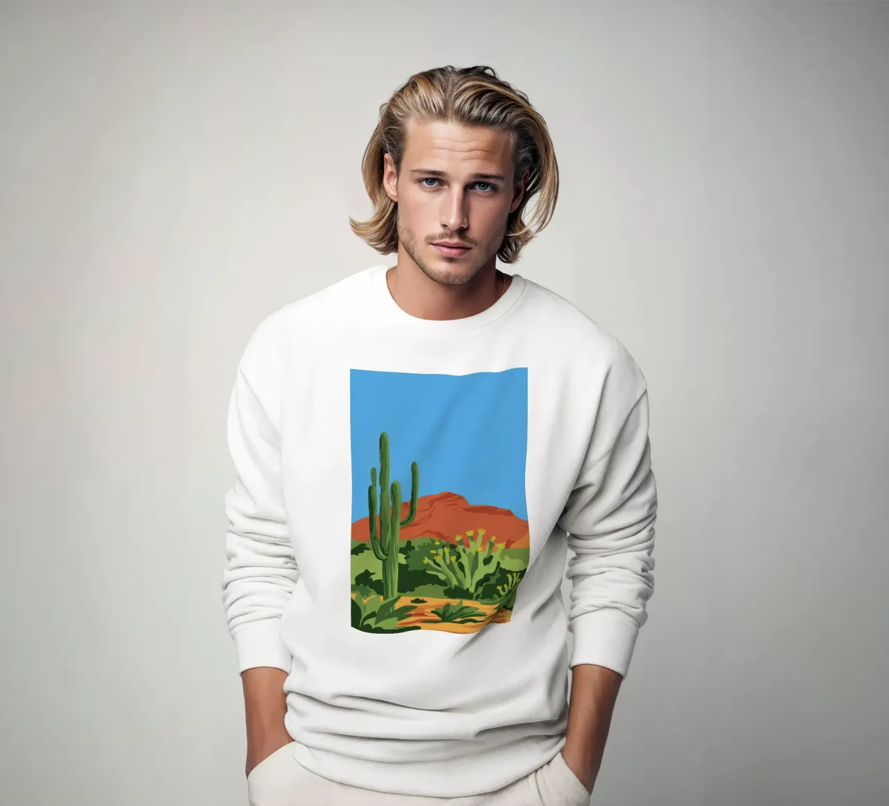 Wüste Kaktus Aussicht Sweatshirt von Haven Fantasy