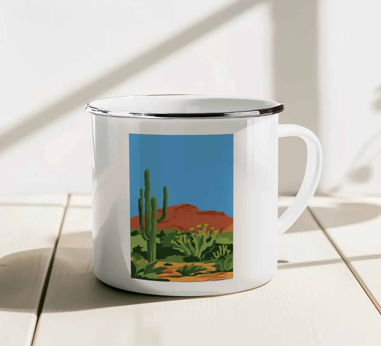 Desert Cactus Vista enamel mug by Haven Fantasy