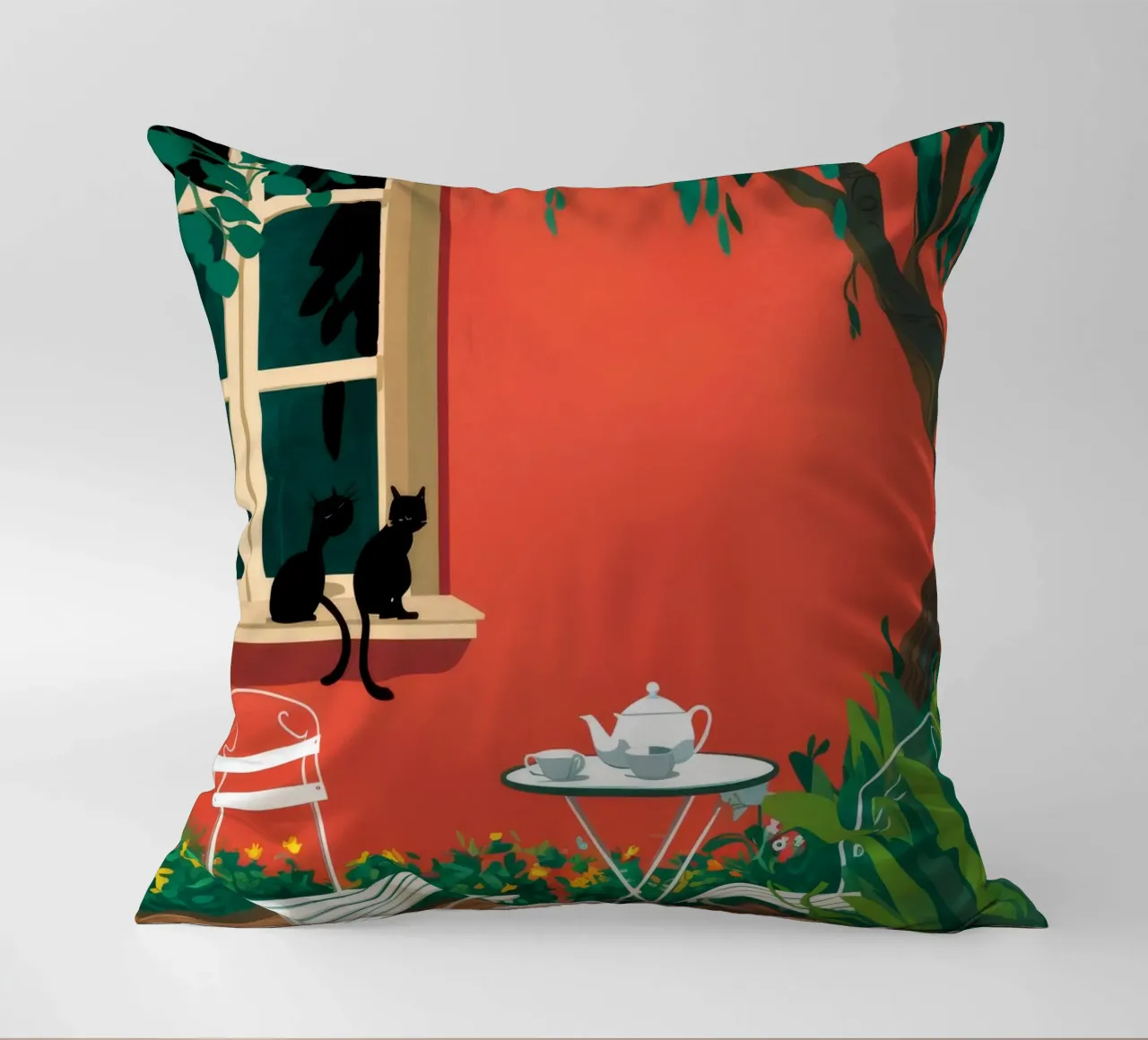 Terrazza Cat Teatime cuscino da FadeAura