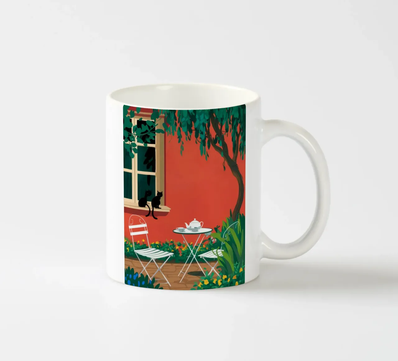 Terrazza Cat Teatime tazza in ceramica da FadeAura