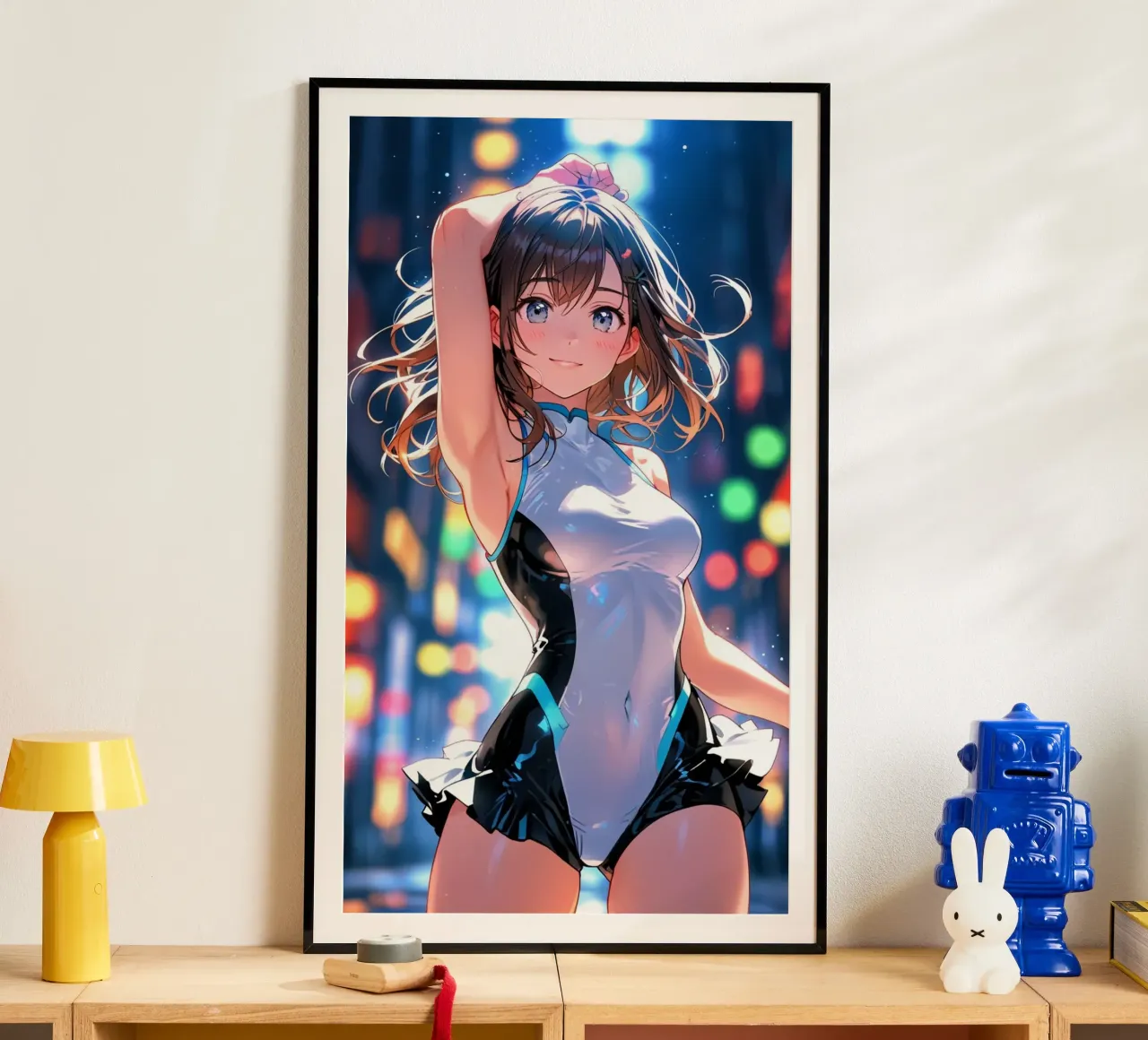 beautiful anime women poster with aluminum frame by van hellen