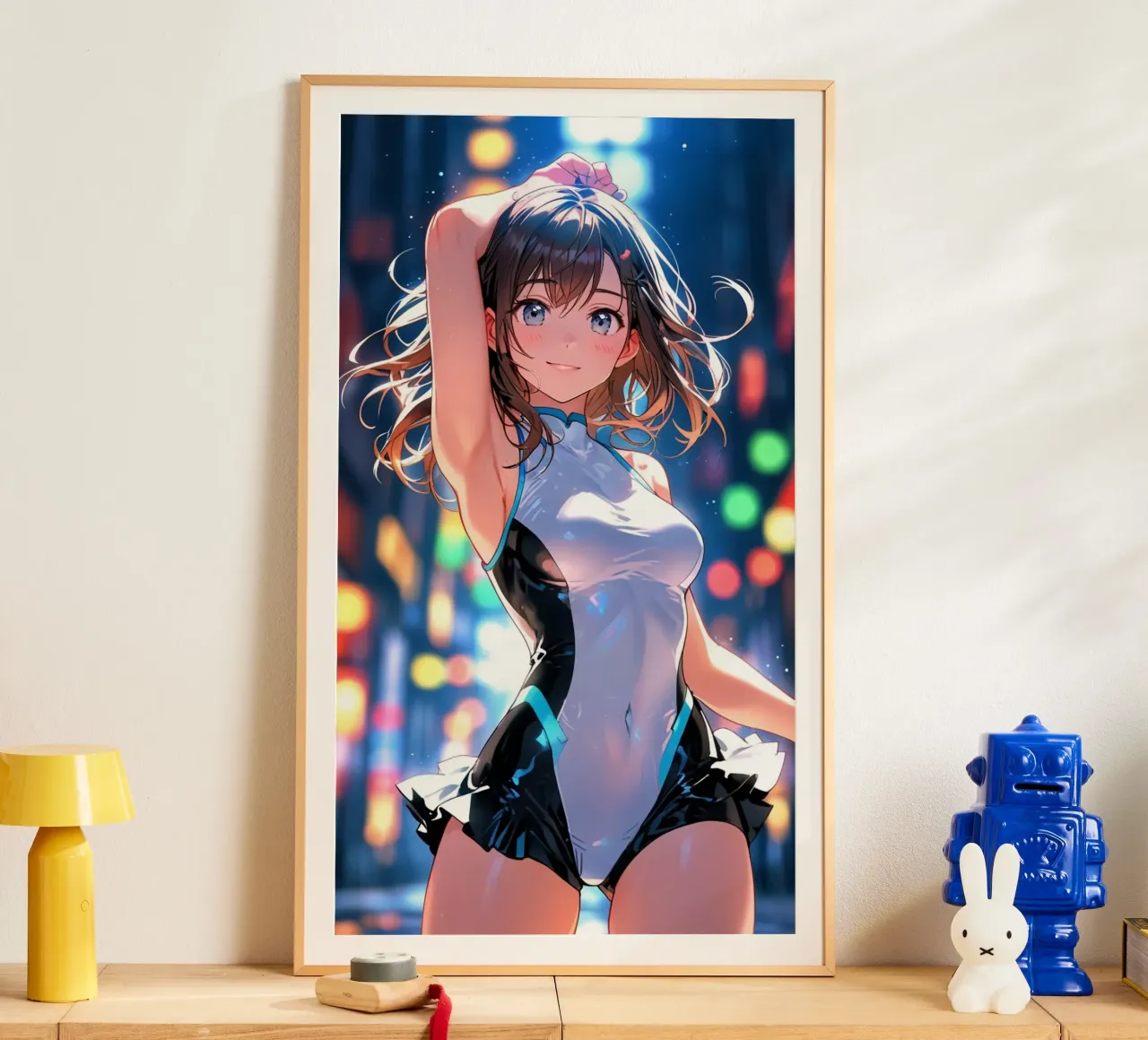 beautiful anime women poster with aluminum frame by van hellen