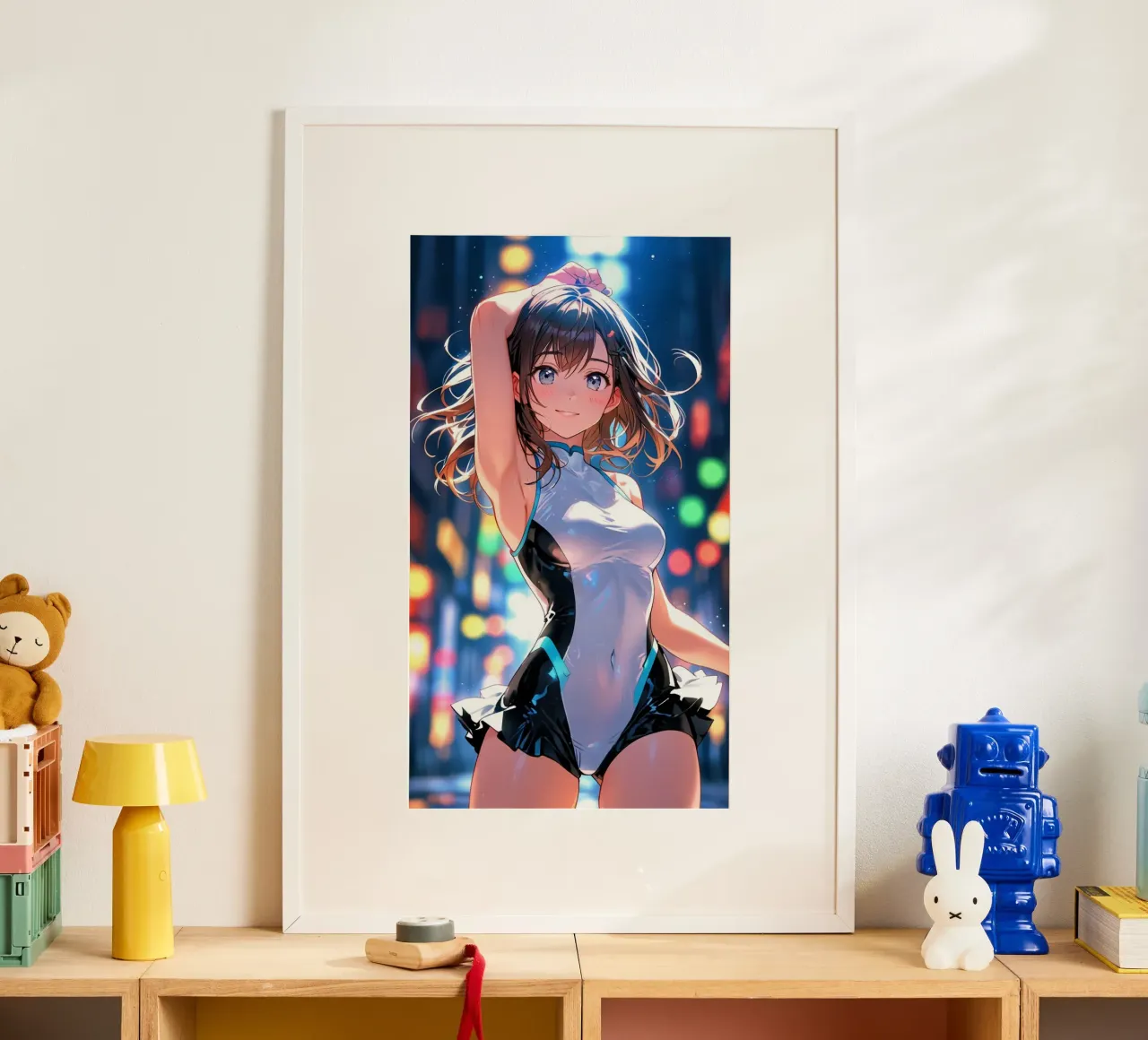 beautiful anime women poster with aluminum frame by van hellen