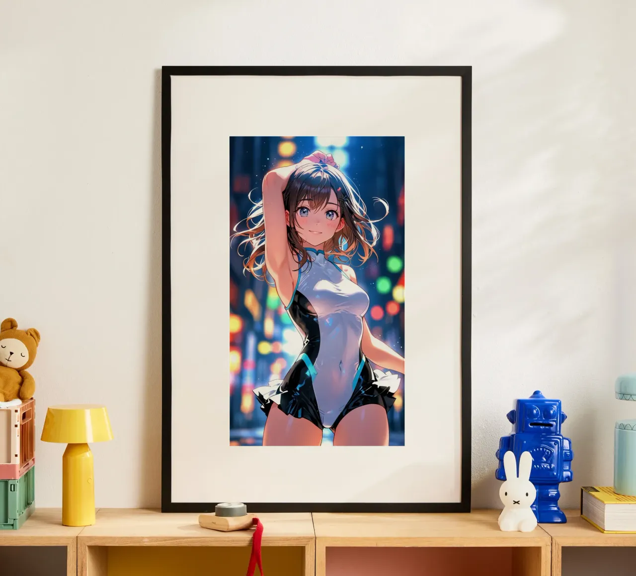 beautiful anime women poster with aluminum frame by van hellen