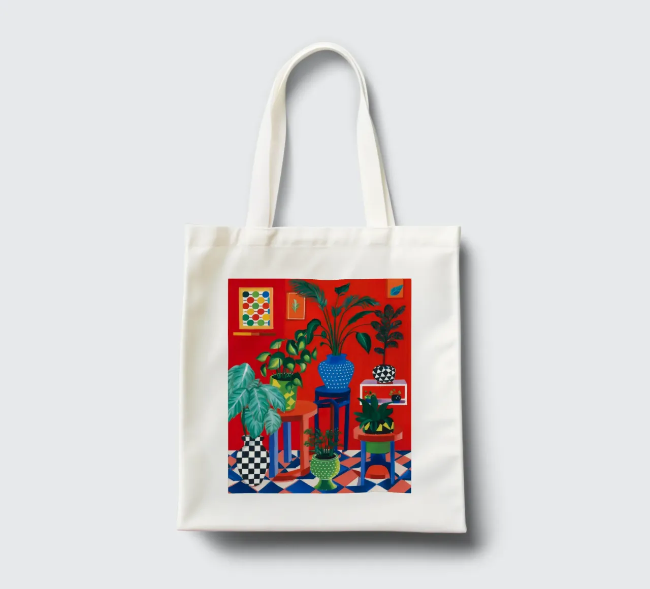 Red Room Checkered Floor tote bag by Pan Denim
