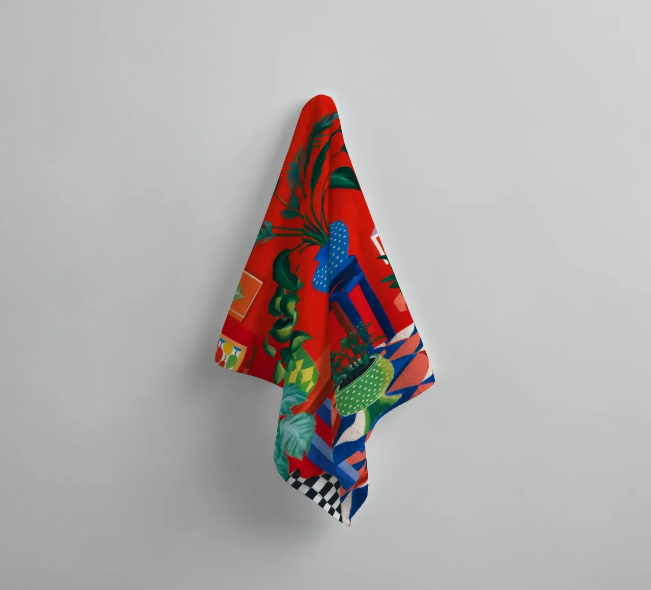 Red Room Checkered Floor towel by Pan Denim