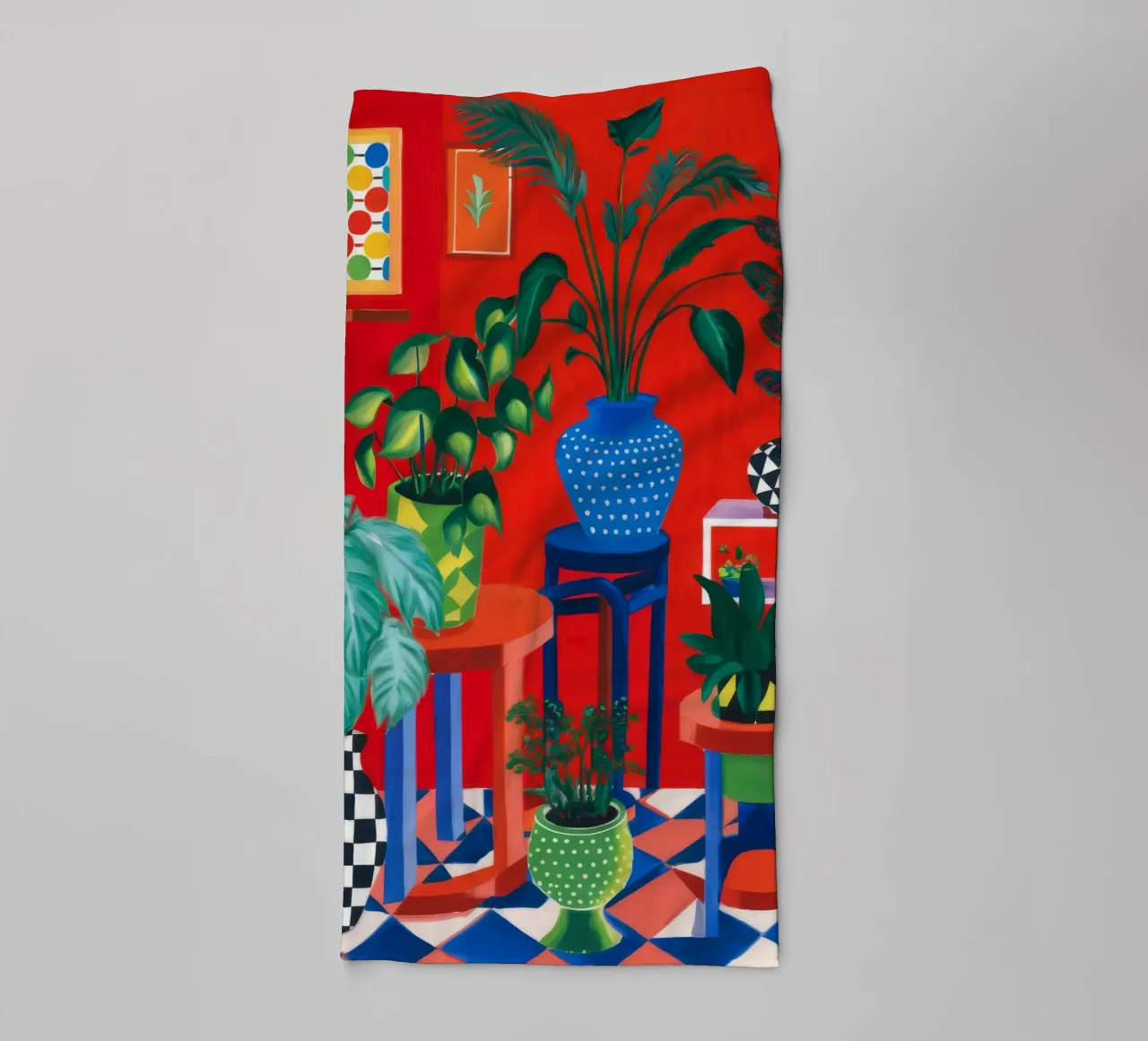 Red Room Checkered Floor towel by Pan Denim