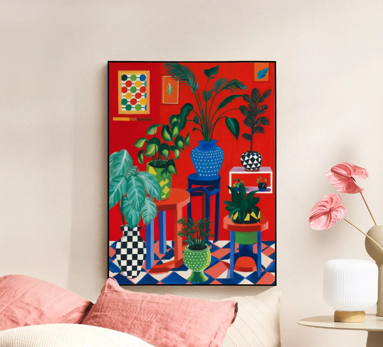 Red Room Checkered Floor acrylic glass by Pan Denim