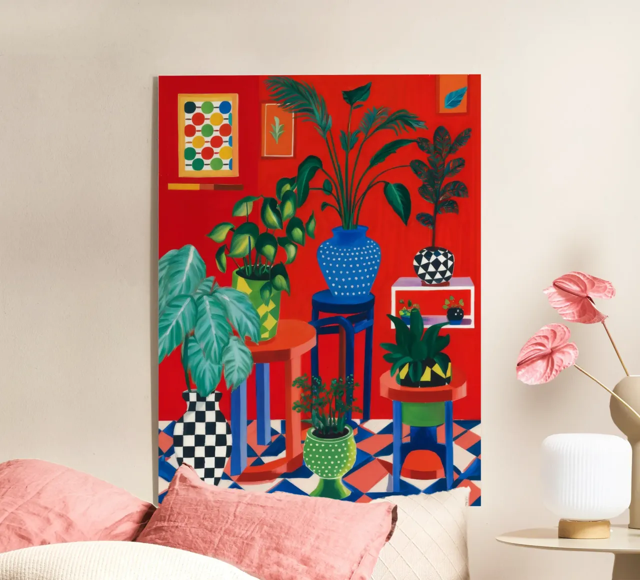 Red Room Checkered Floor acrylic glass by Pan Denim