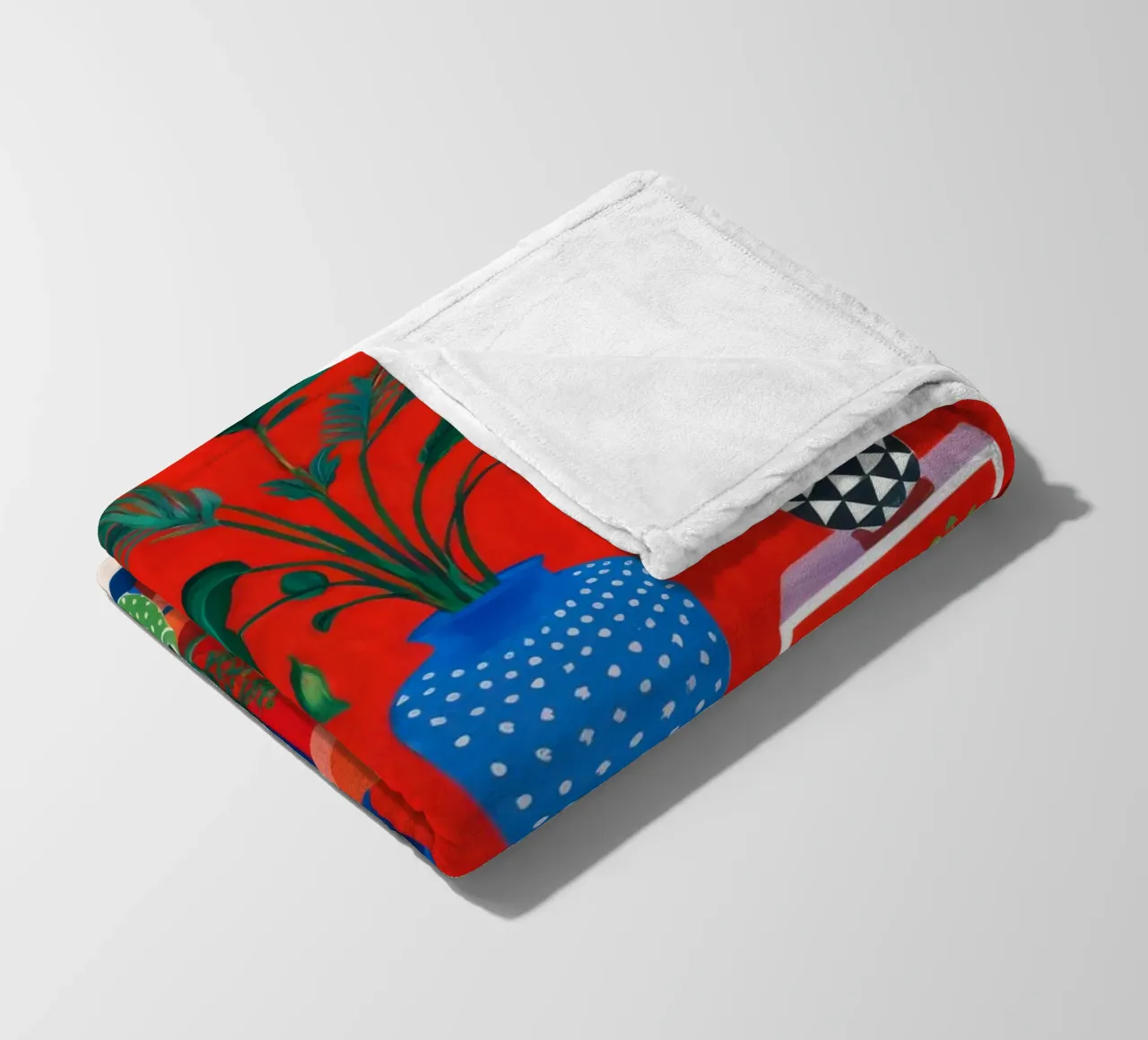 Pavimento a scacchi della stanza rossa coperta in pile da Pan Denim