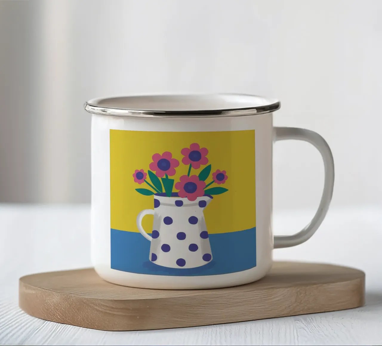 Fiore a pois Pop tazza in smalto da Haven Fantasy