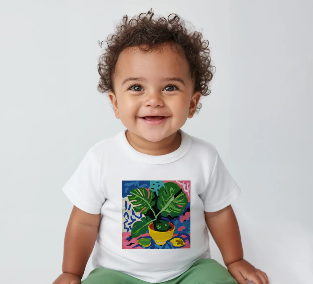 Monstera Pattern Play maglietta neonato da Pan Denim
