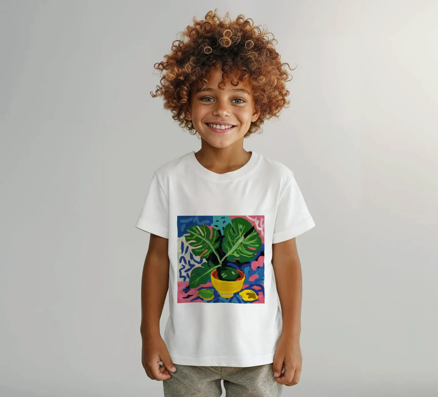 Monstera Pattern Play t-shirt bambini da Pan Denim