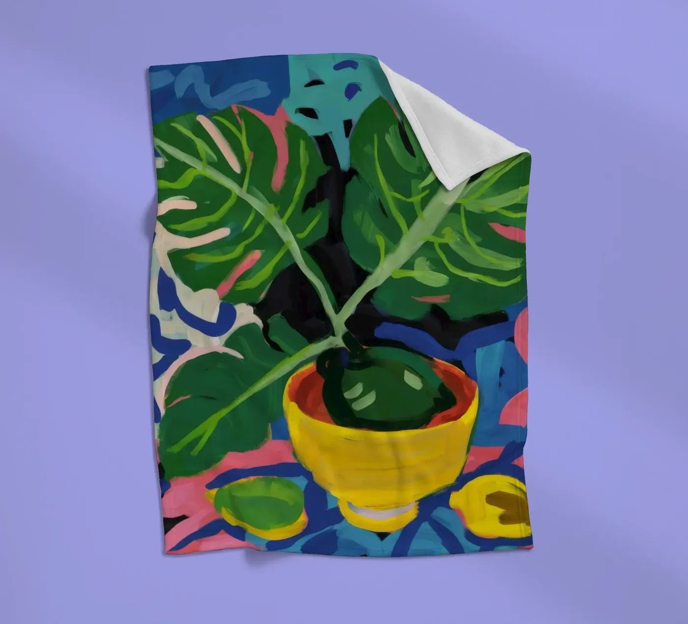 Monstera Pattern Play fleecedeken van Pan Denim