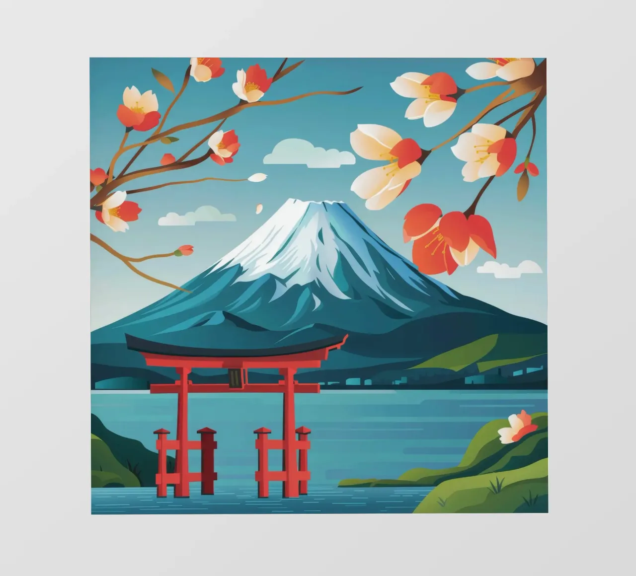 Porta Torii del Monte Fuji telo in pvc da FadeAura
