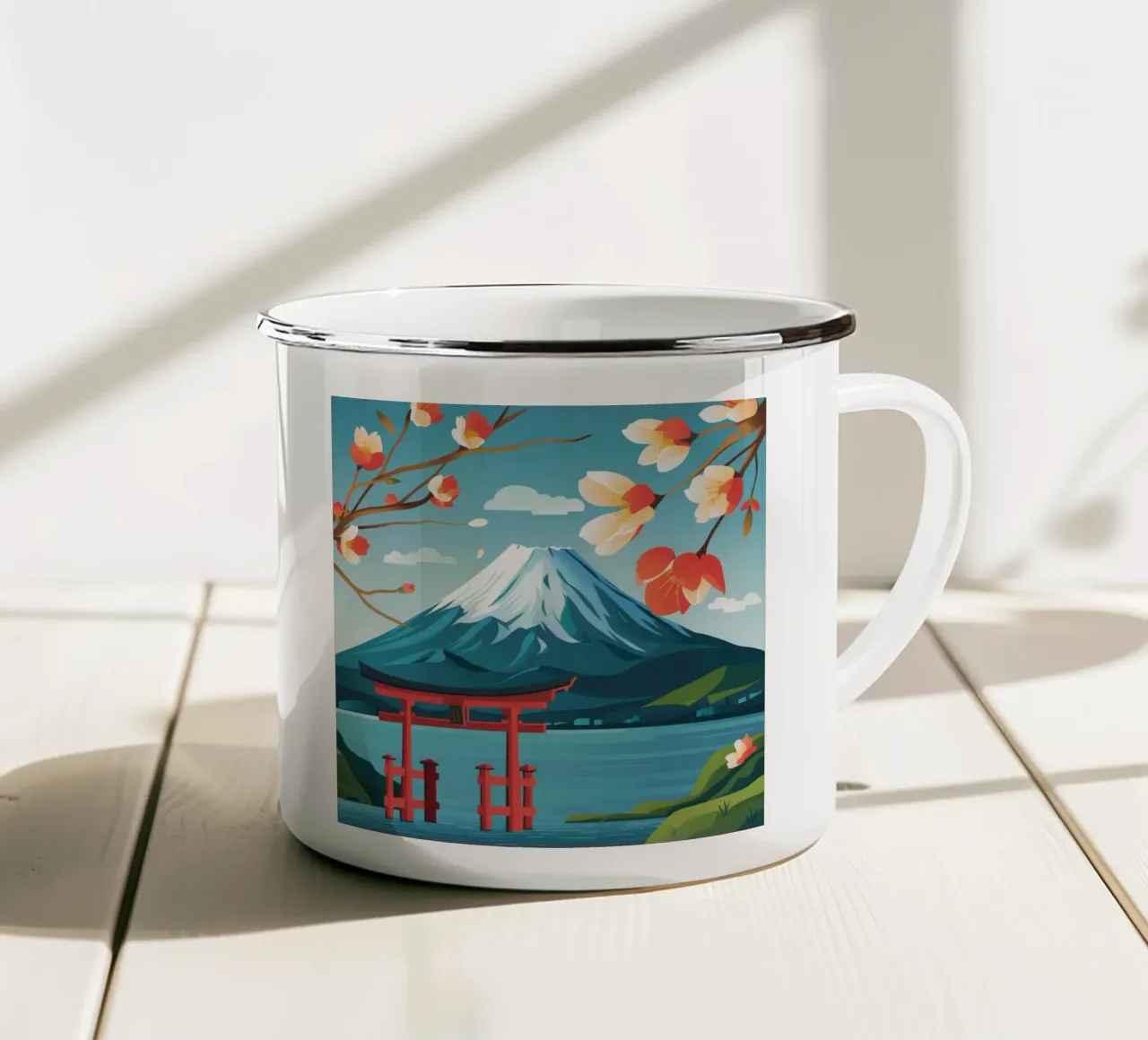 Porta Torii del Monte Fuji tazza in smalto da FadeAura