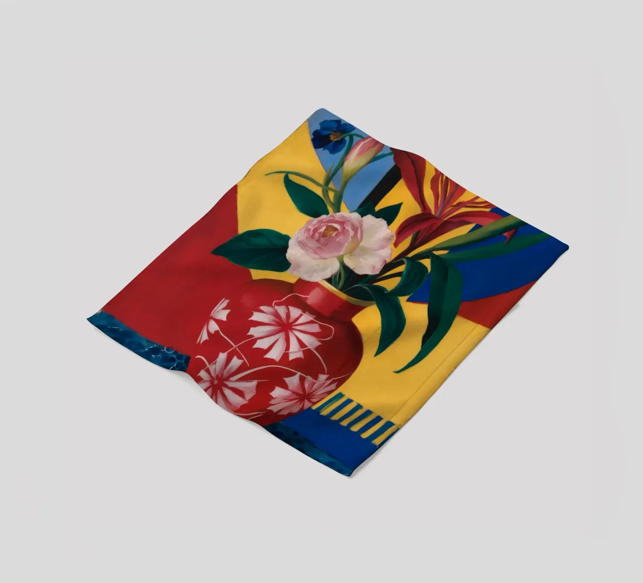 Vaso cremisi in fiore coperta in pile da Pan Denim