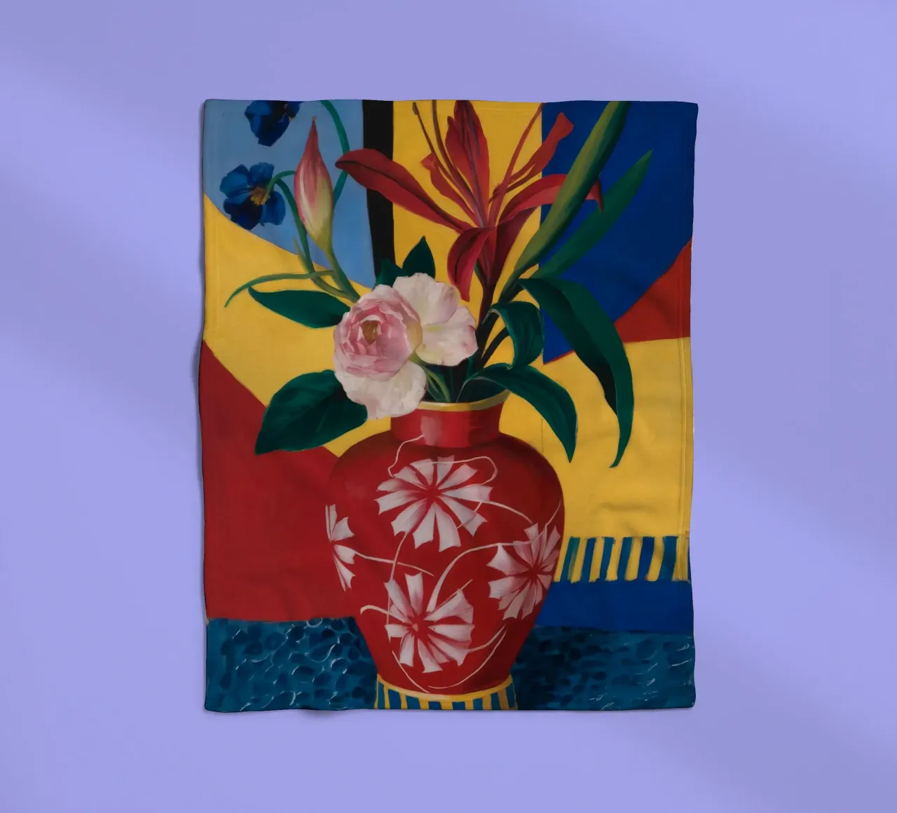 Vaso cremisi in fiore coperta in pile da Pan Denim