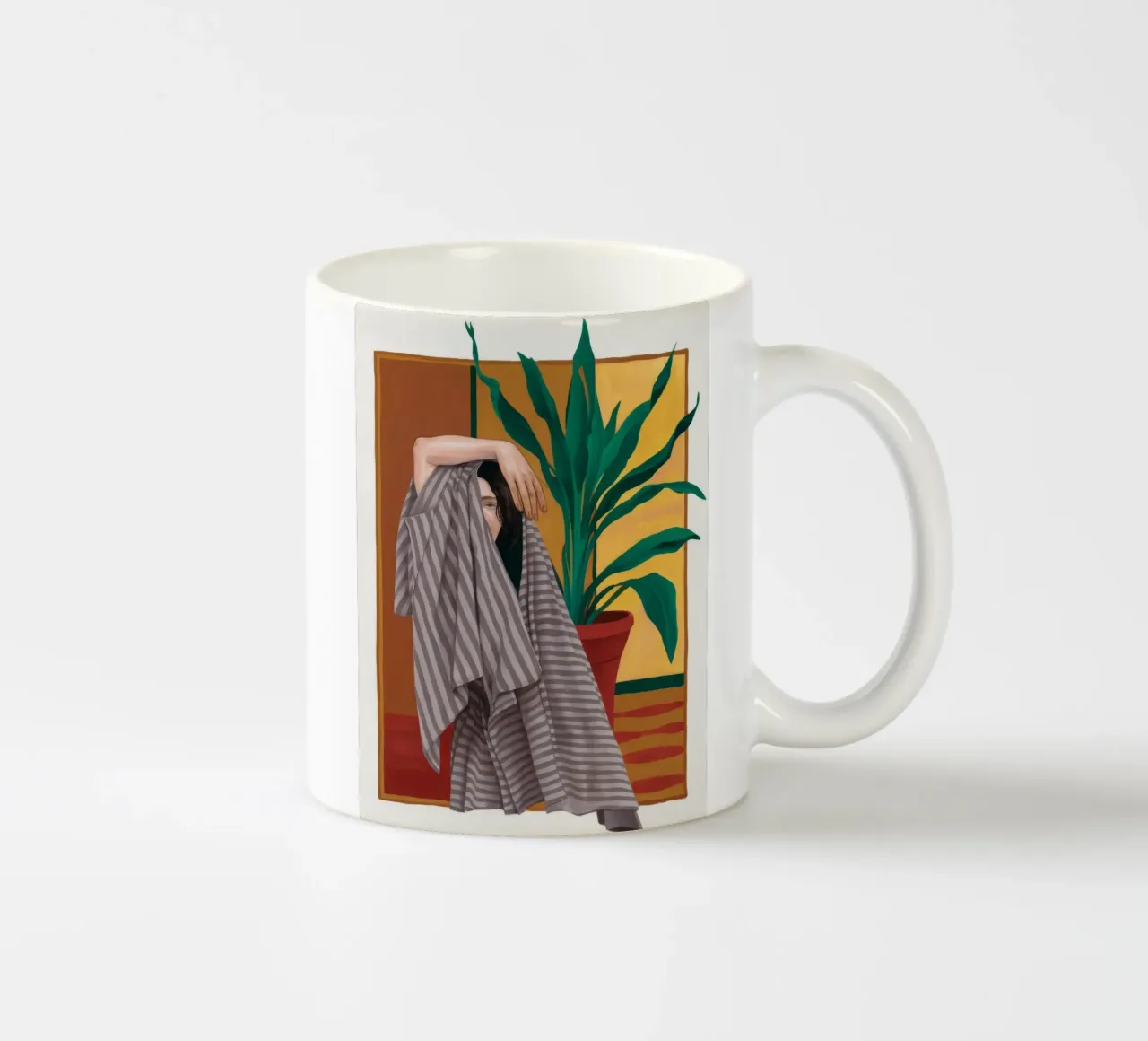 Serviette de bain rayée Repose mug en céramique de Stone Decade
