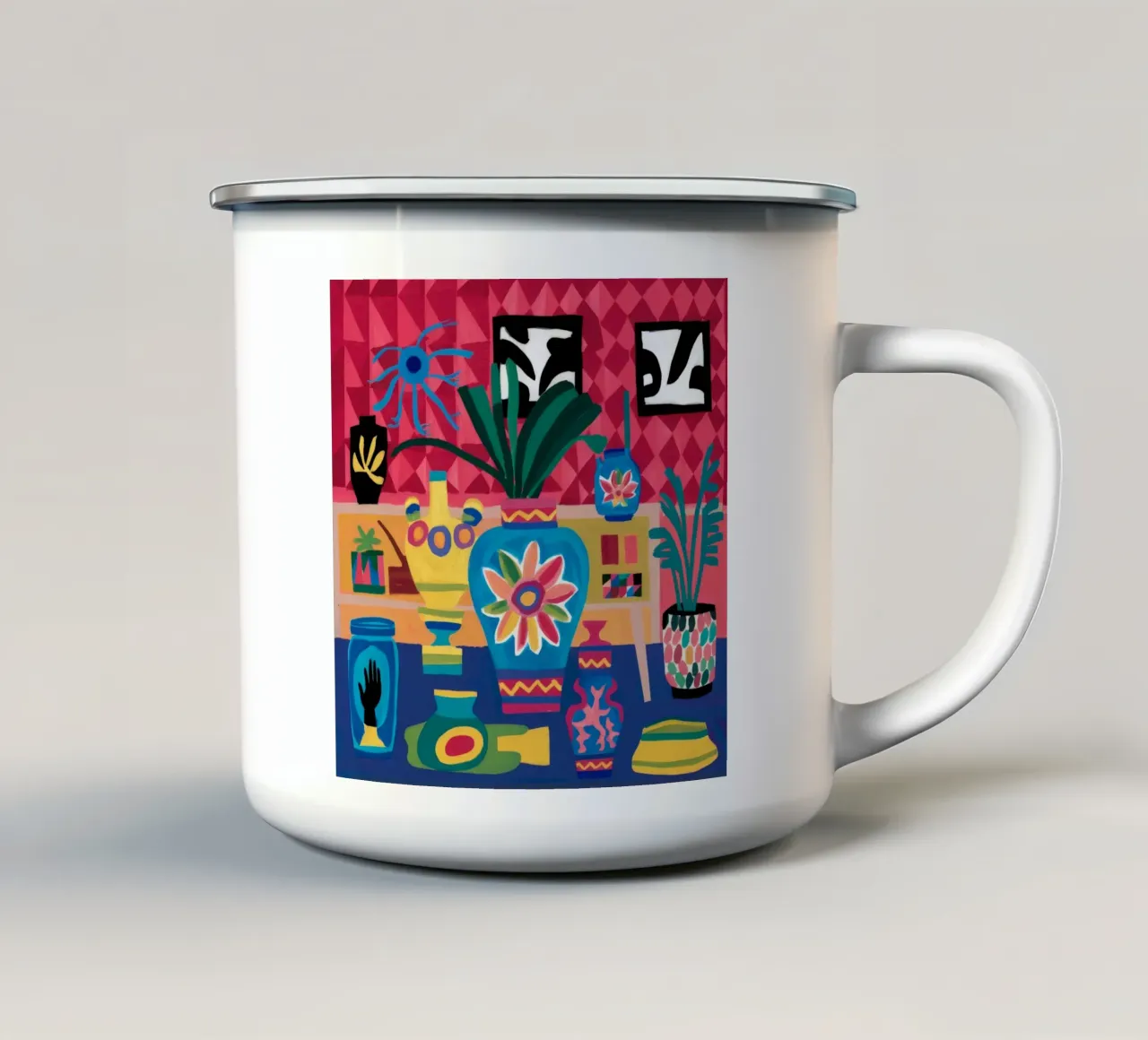 Menagerie massimalista di Matisse tazza in smalto da Pan Denim