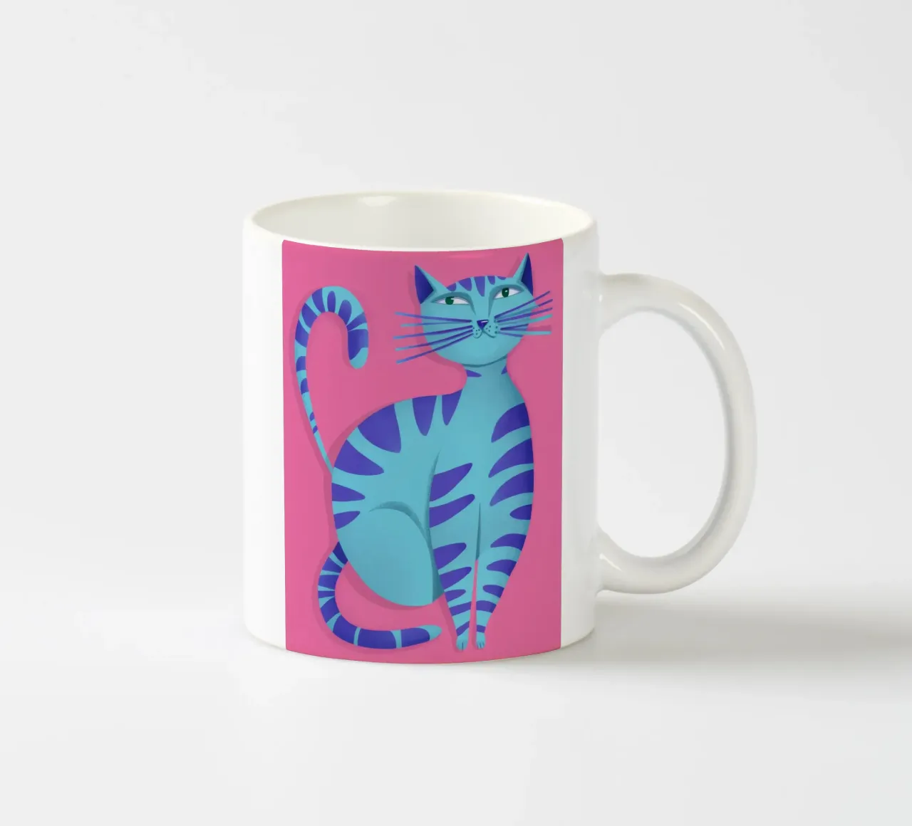 Gatto blu soriano rosa tazza in ceramica da Stone Decade