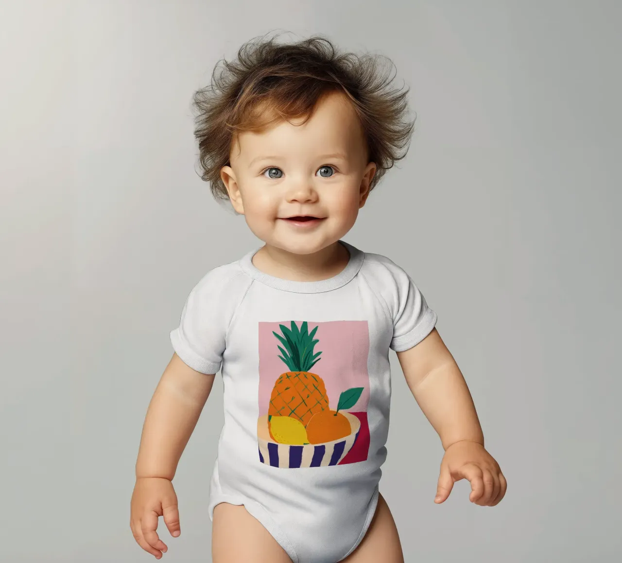 Pineapple Pink Table short-sleeve baby romper by Haven Fantasy