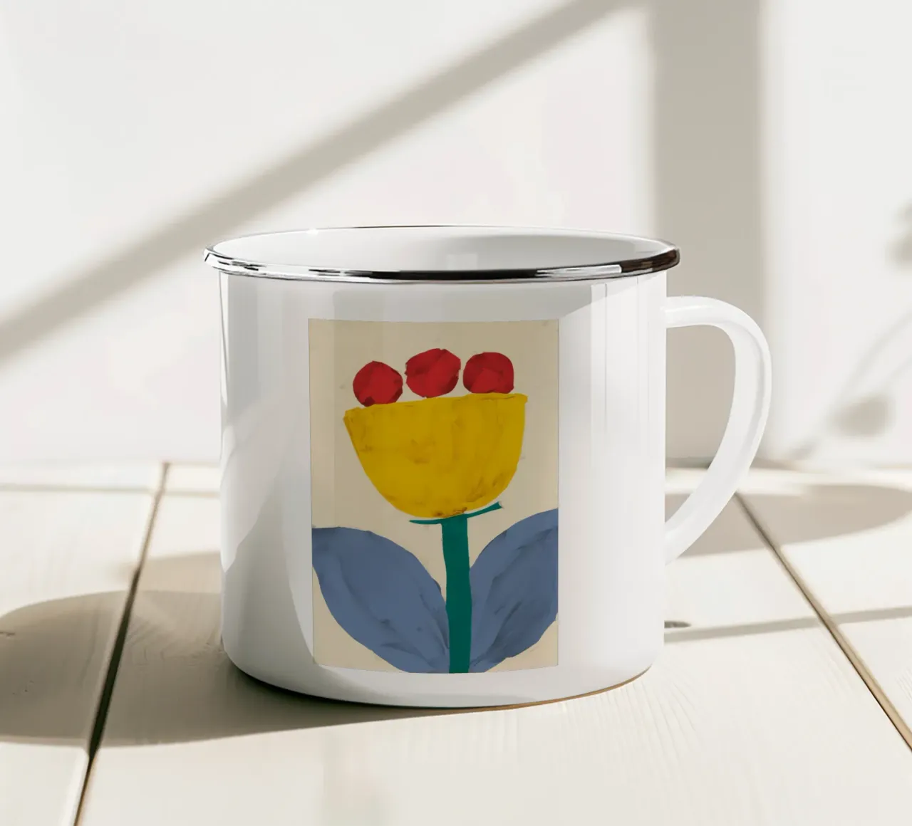 Gele Tulp Abstract emaille mok van Haven Fantasy