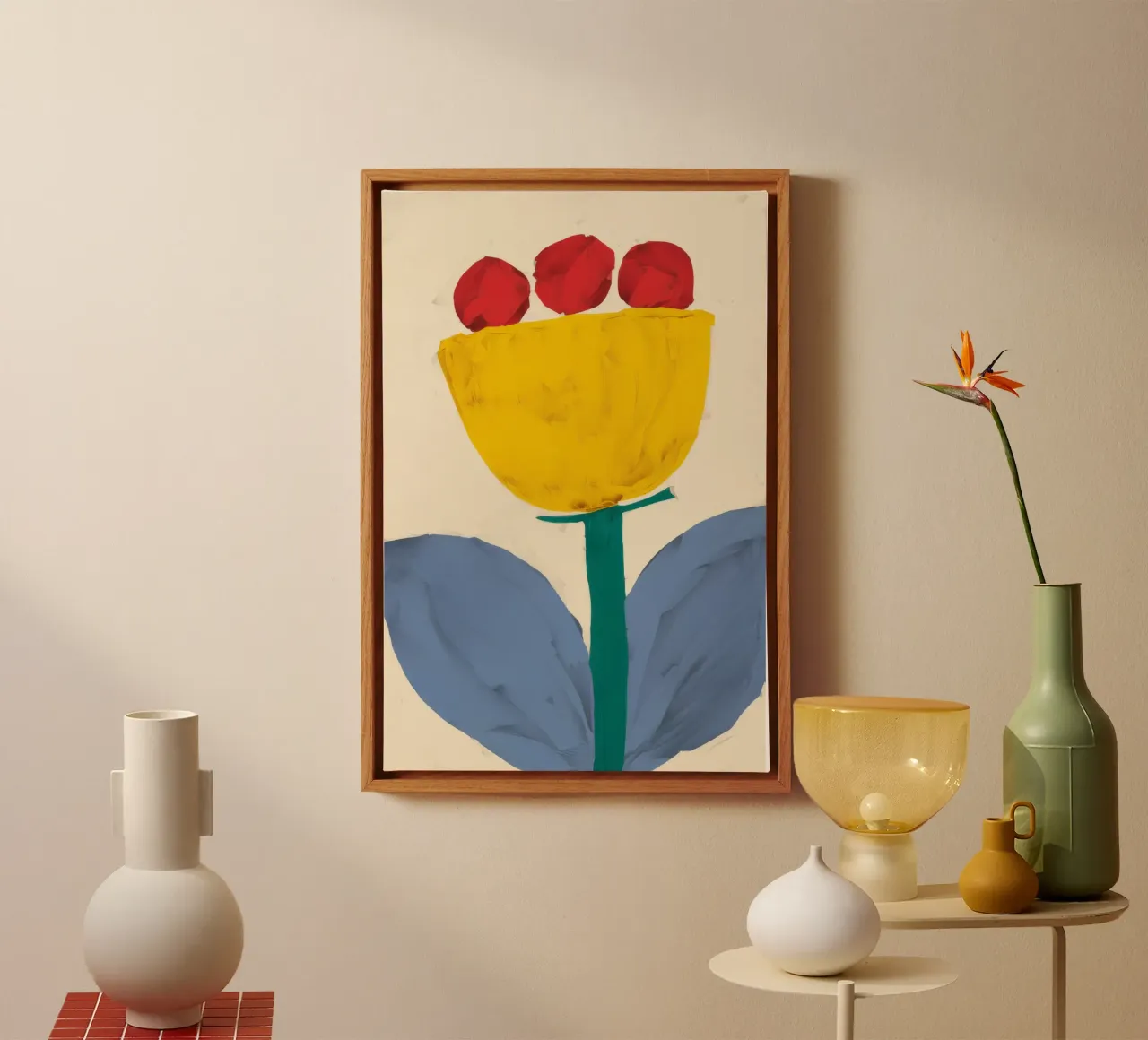 Gele Tulp Abstract canvas van Haven Fantasy