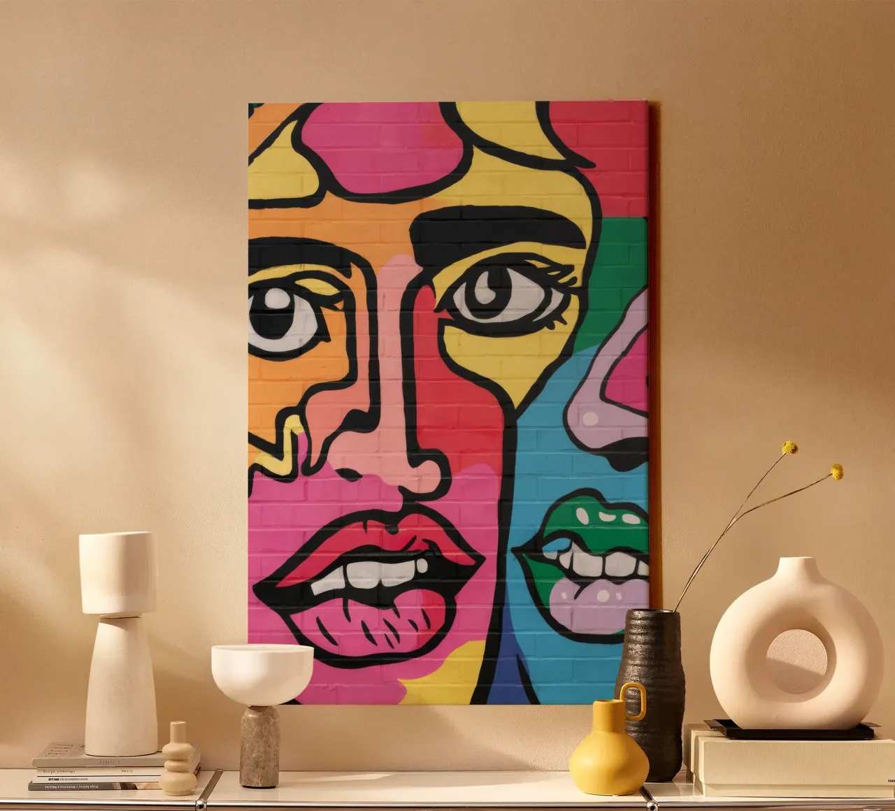 Psychedelic Face Fusion canvas with Floater frame by FadeAura