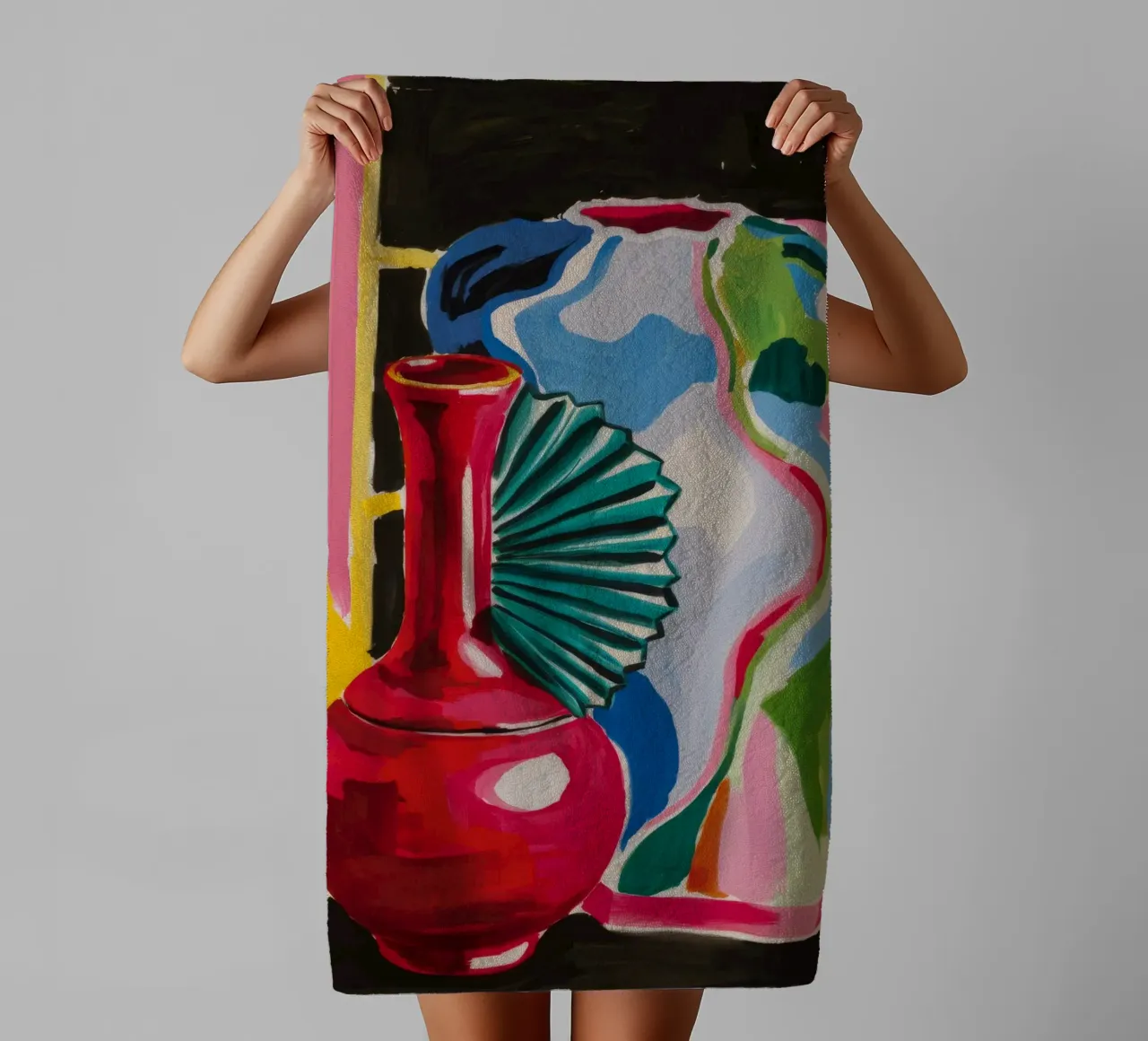 Red Vessel Abstraction towel by Pan Denim