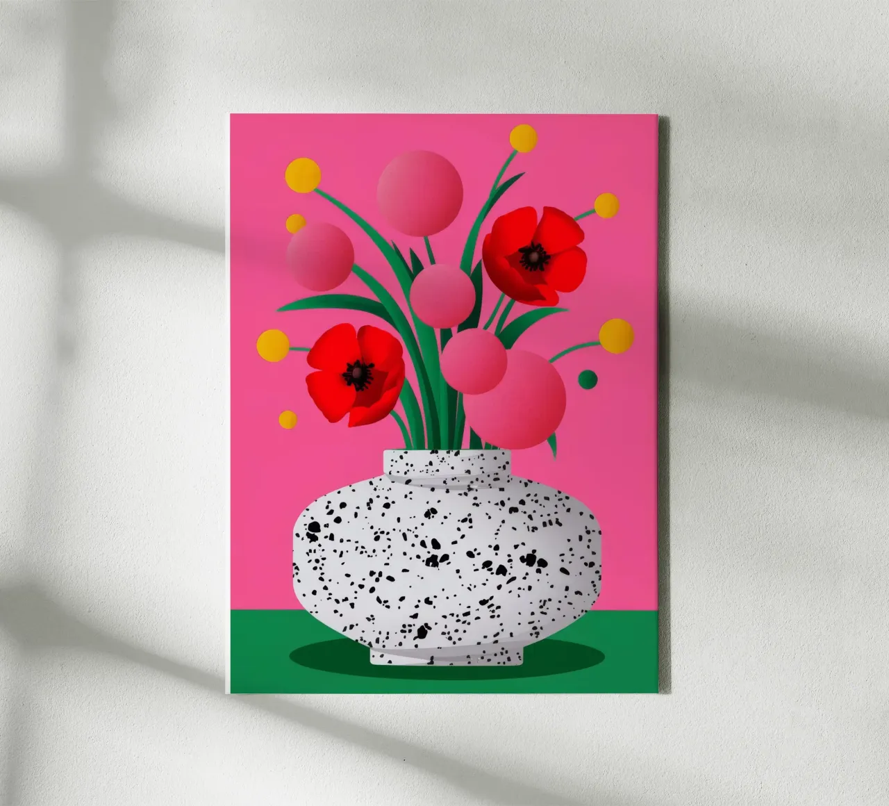 Speckled Vase Poppies canvas with Floater frame by Haven Fantasy