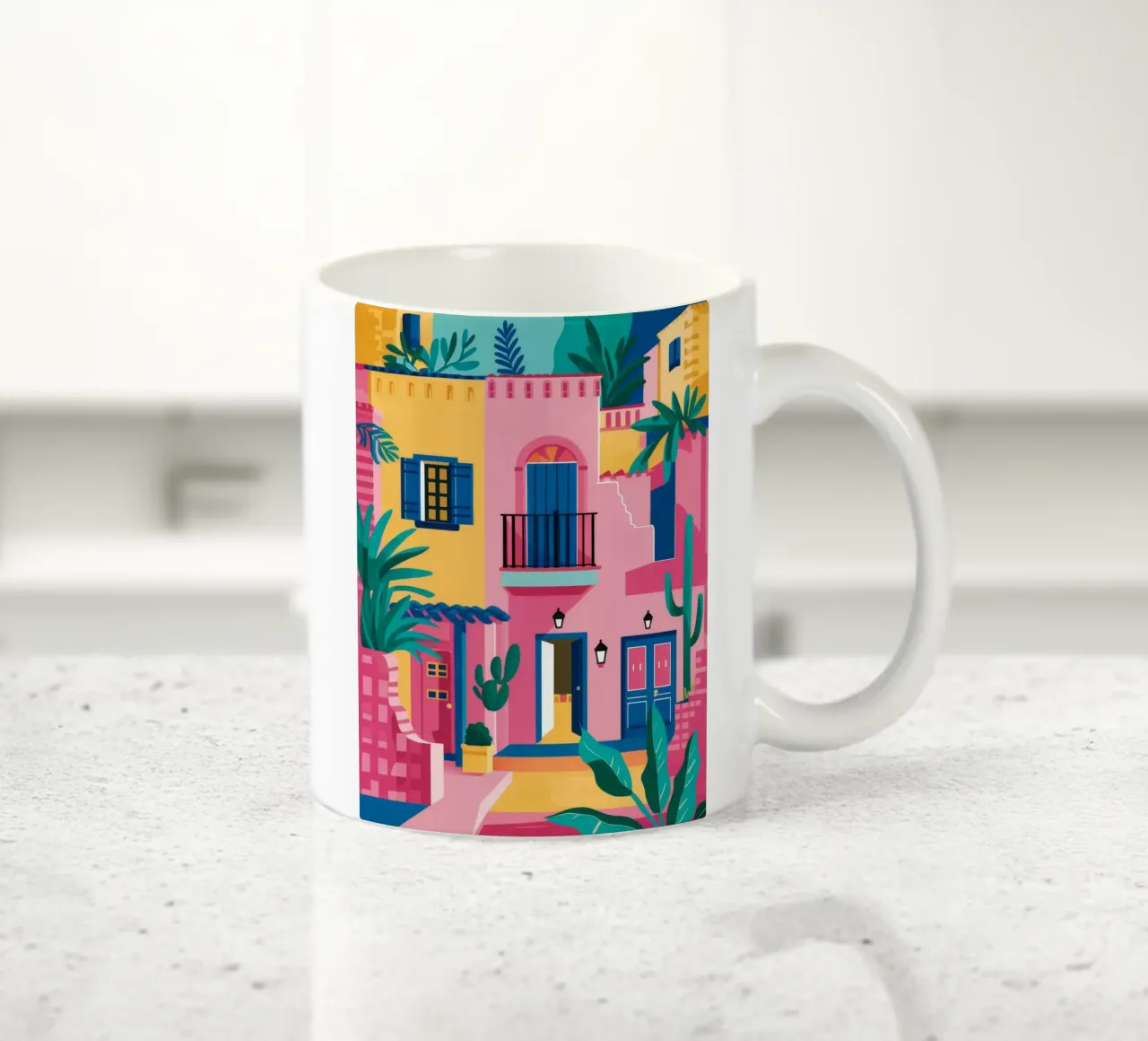 Città collinare colorata tazza in ceramica da FadeAura