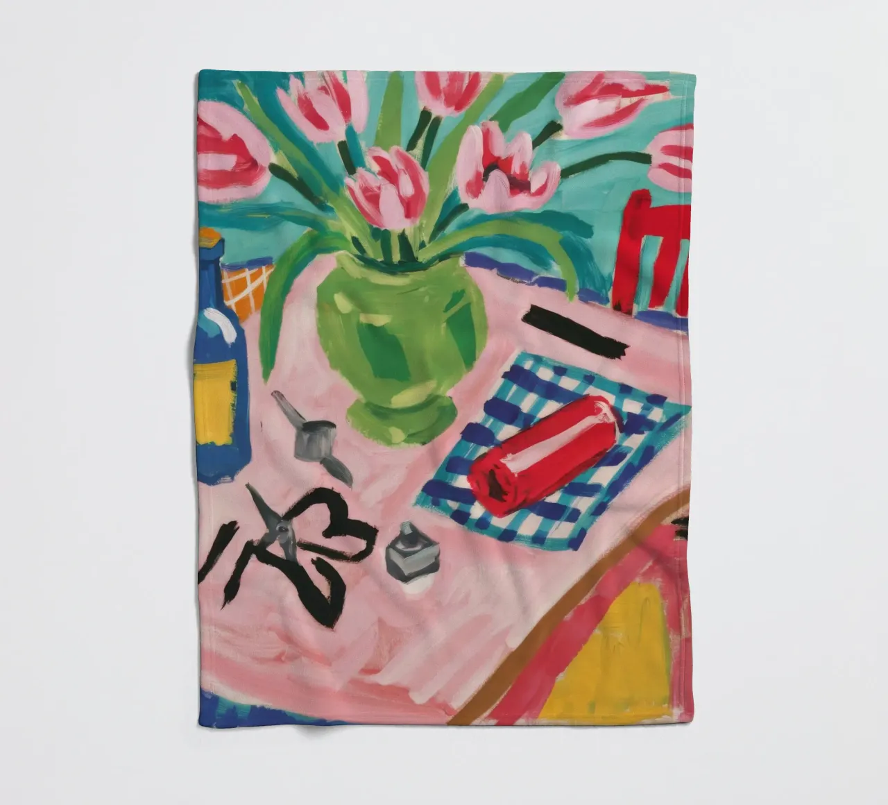 Tulip Tabletop View fleece blanket by Pan Denim