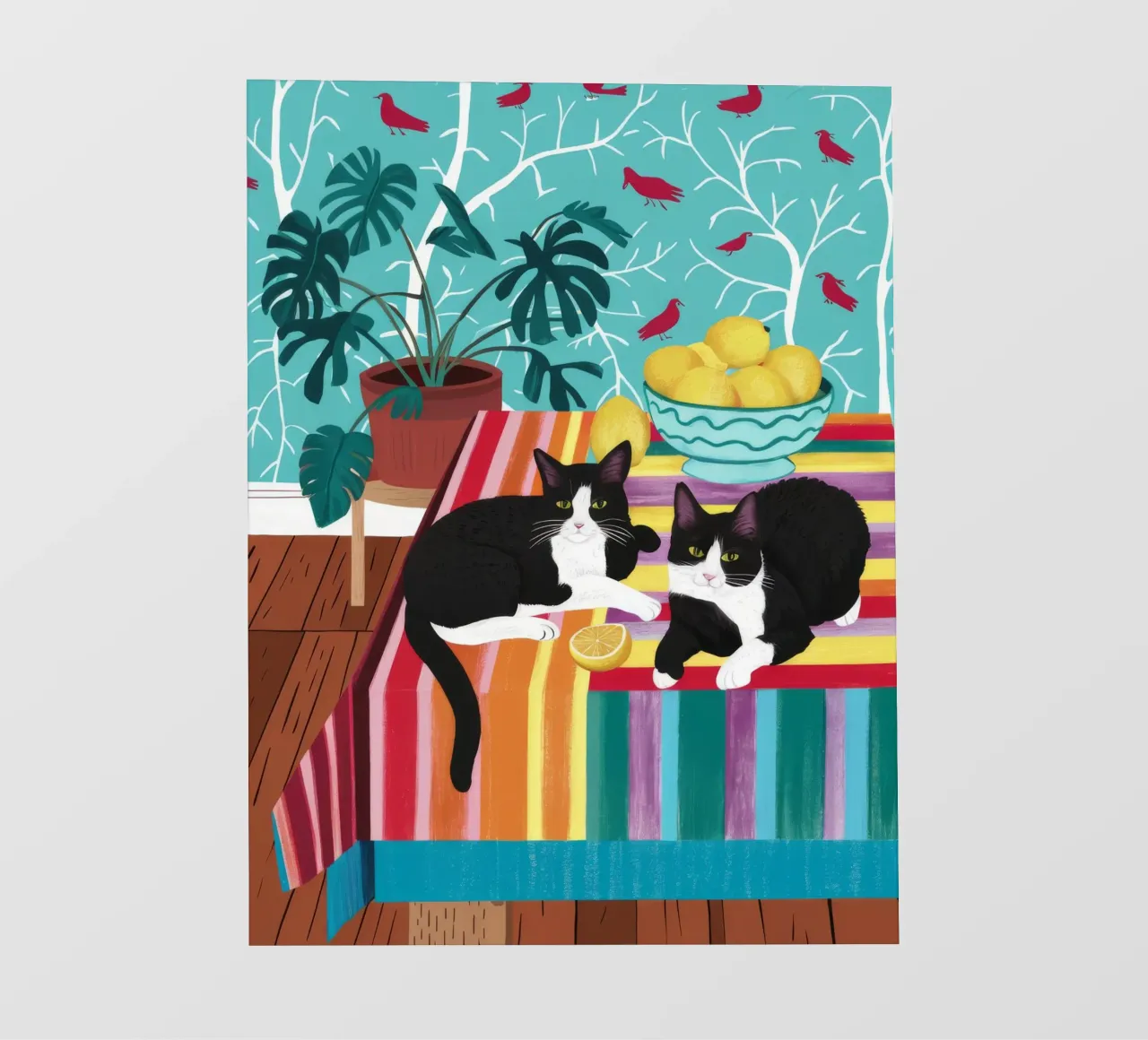 Tuxedo Cat Garden Party papier peint photo de Stone Decade