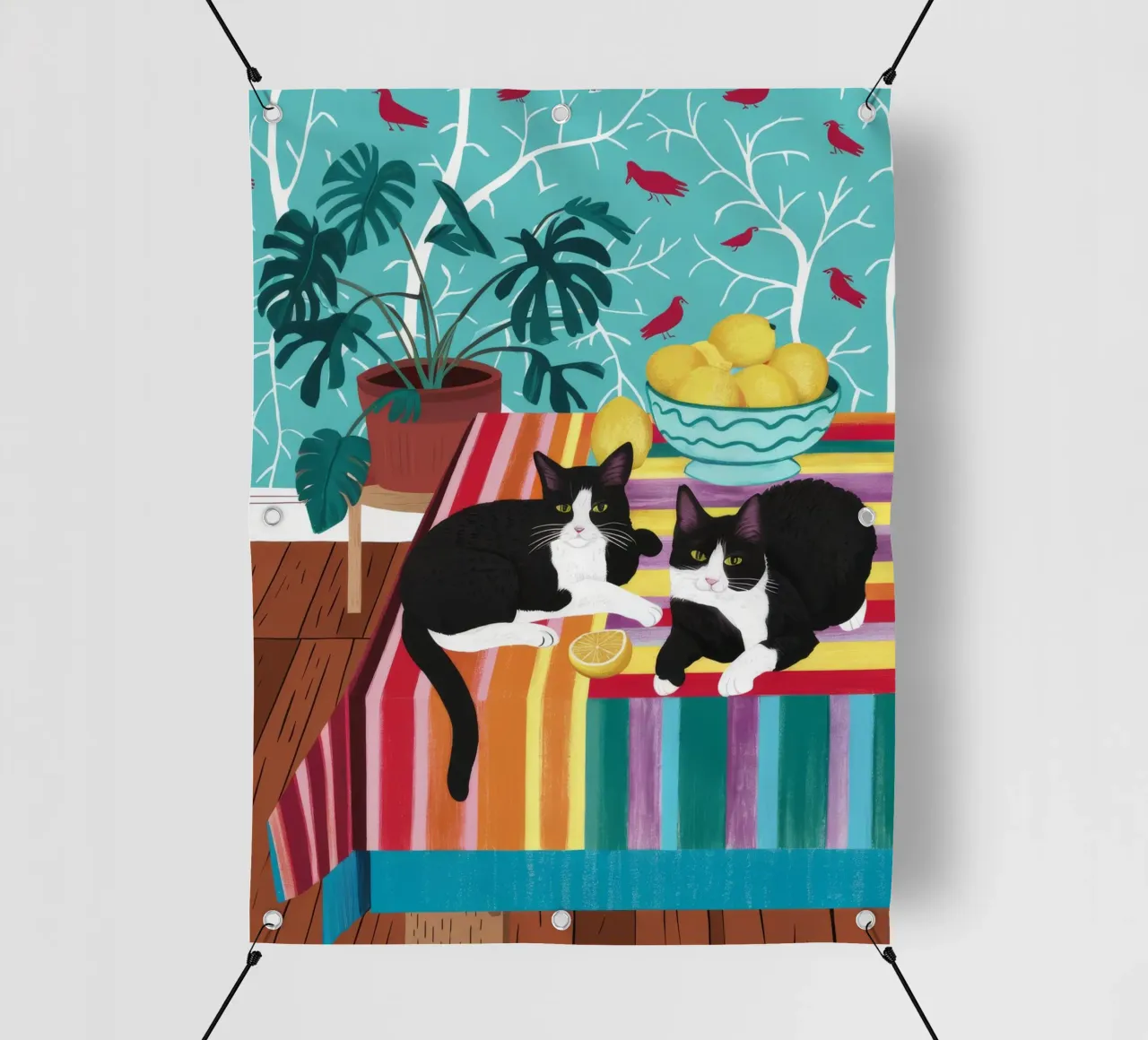 Tuxedo Cat Gartenparty PVC Plane von Stone Decade