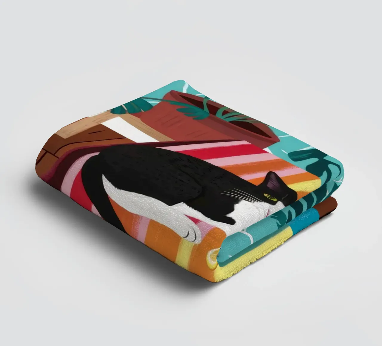 Tuxedo Cat Gartenparty Handtuch von Stone Decade