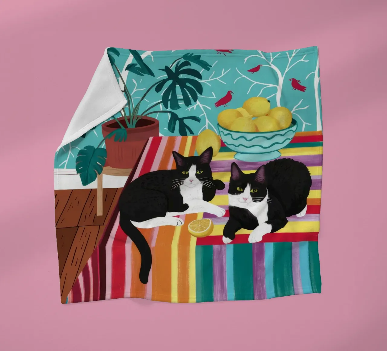 Tuxedo Cat Gartenparty Fleecedecke von Stone Decade