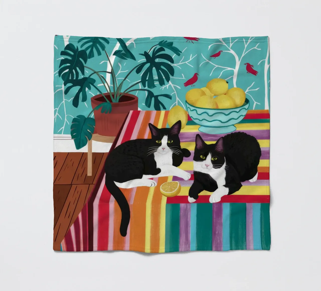 Tuxedo Cat Gartenparty Fleecedecke von Stone Decade