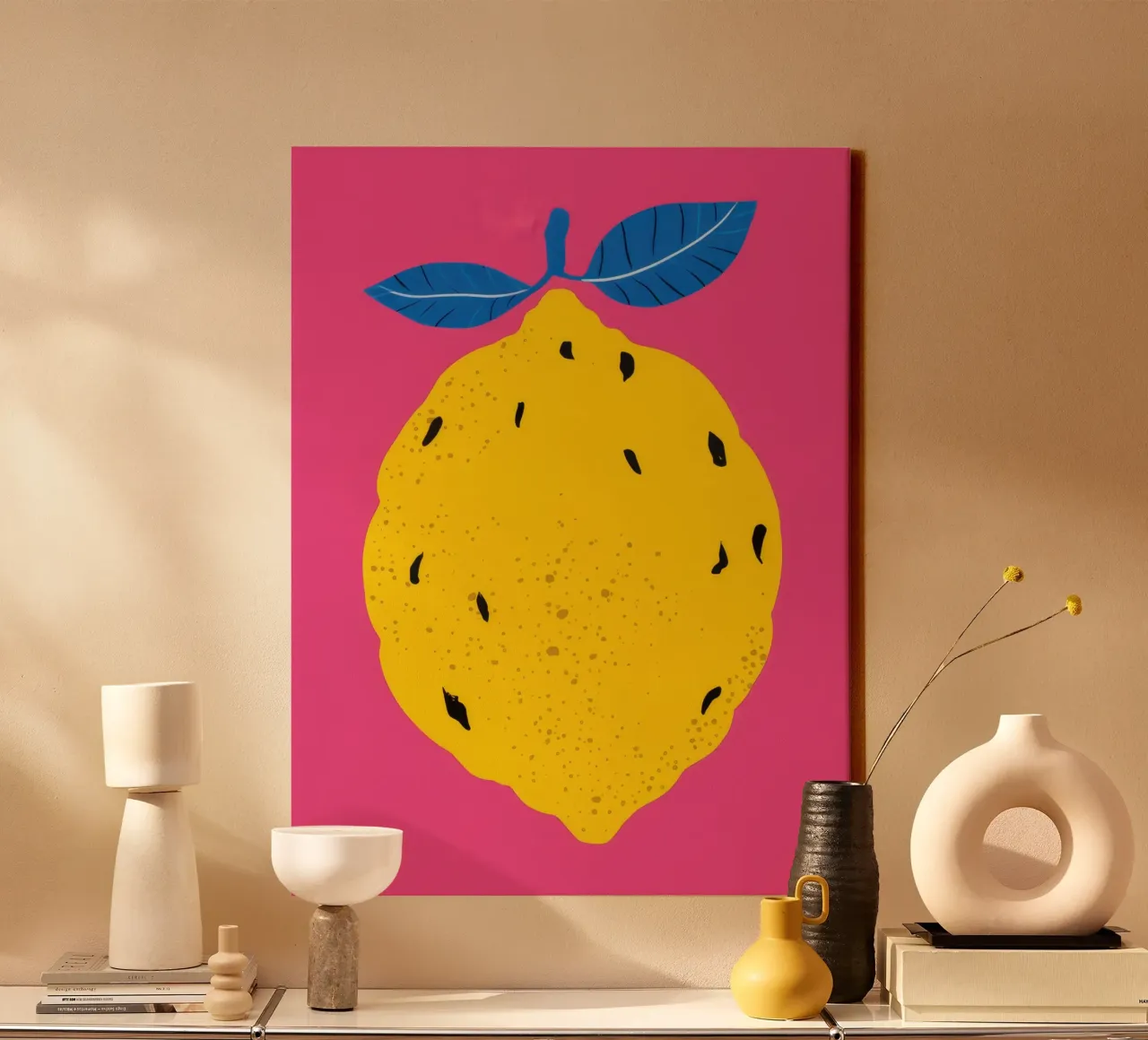 Pop au citron texturé toile avec Caisse américaine de Haven Fantasy