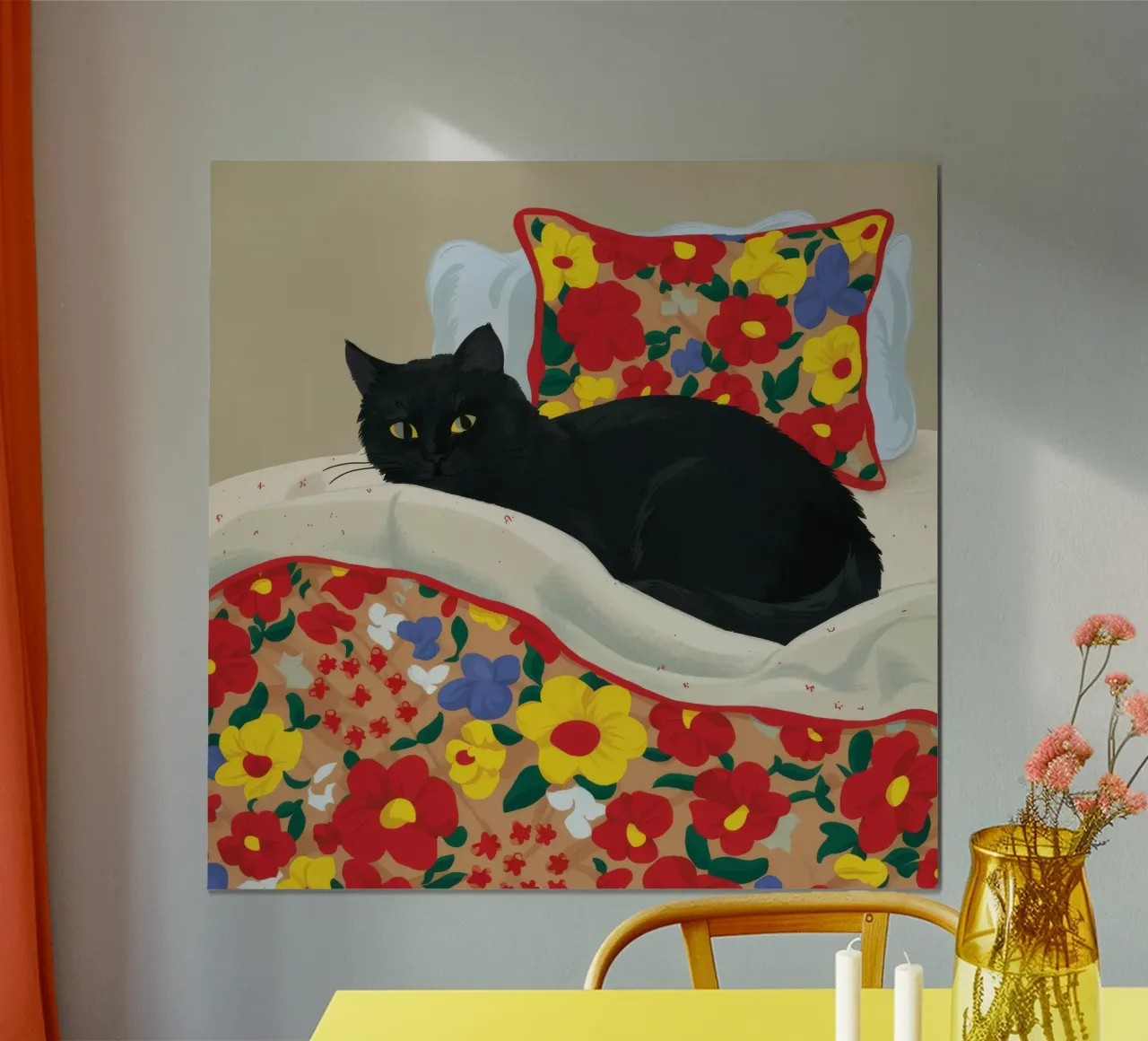 Letto floreale Pisolino per gatti poster con telaio in alluminio da FadeAura