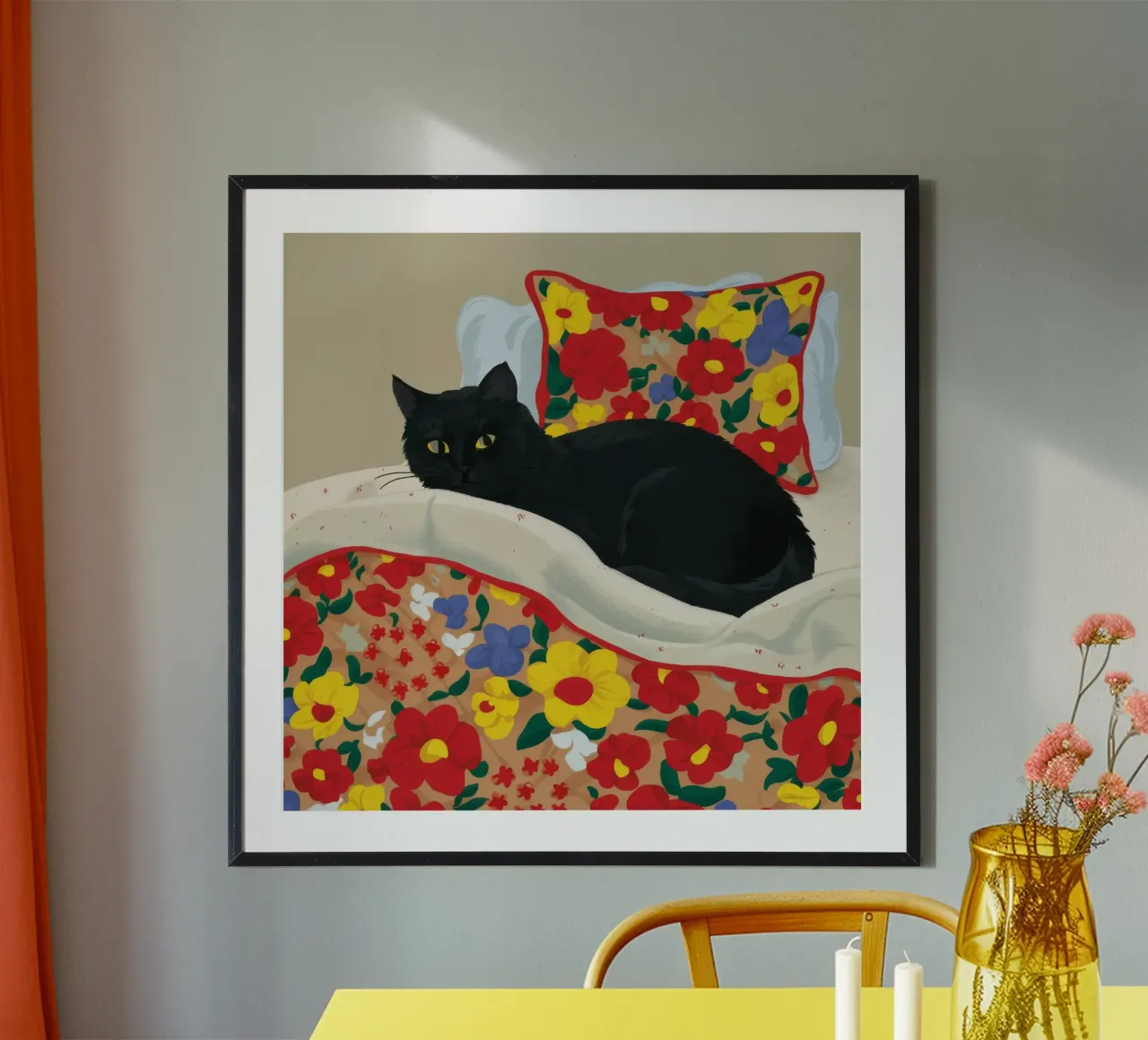 Letto floreale Pisolino per gatti poster con telaio in alluminio da FadeAura