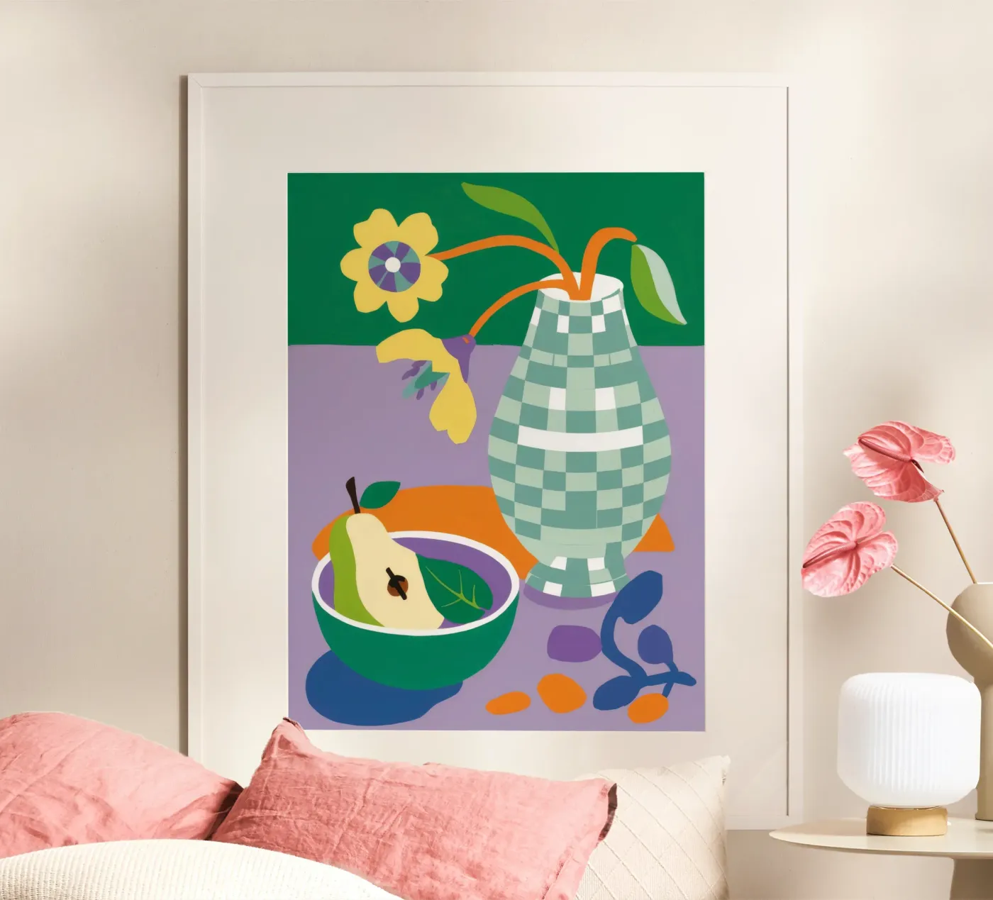 Gingham Pitcher Pear poster by Haven Fantasy