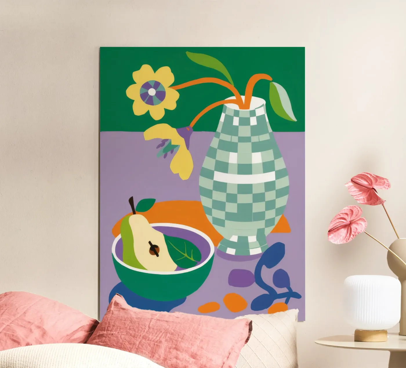 Gingham Pitcher Pear poster by Haven Fantasy