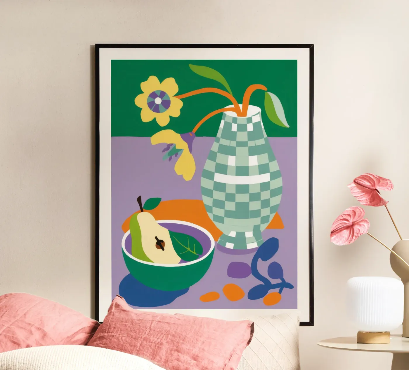 Gingham Pitcher Pear poster by Haven Fantasy