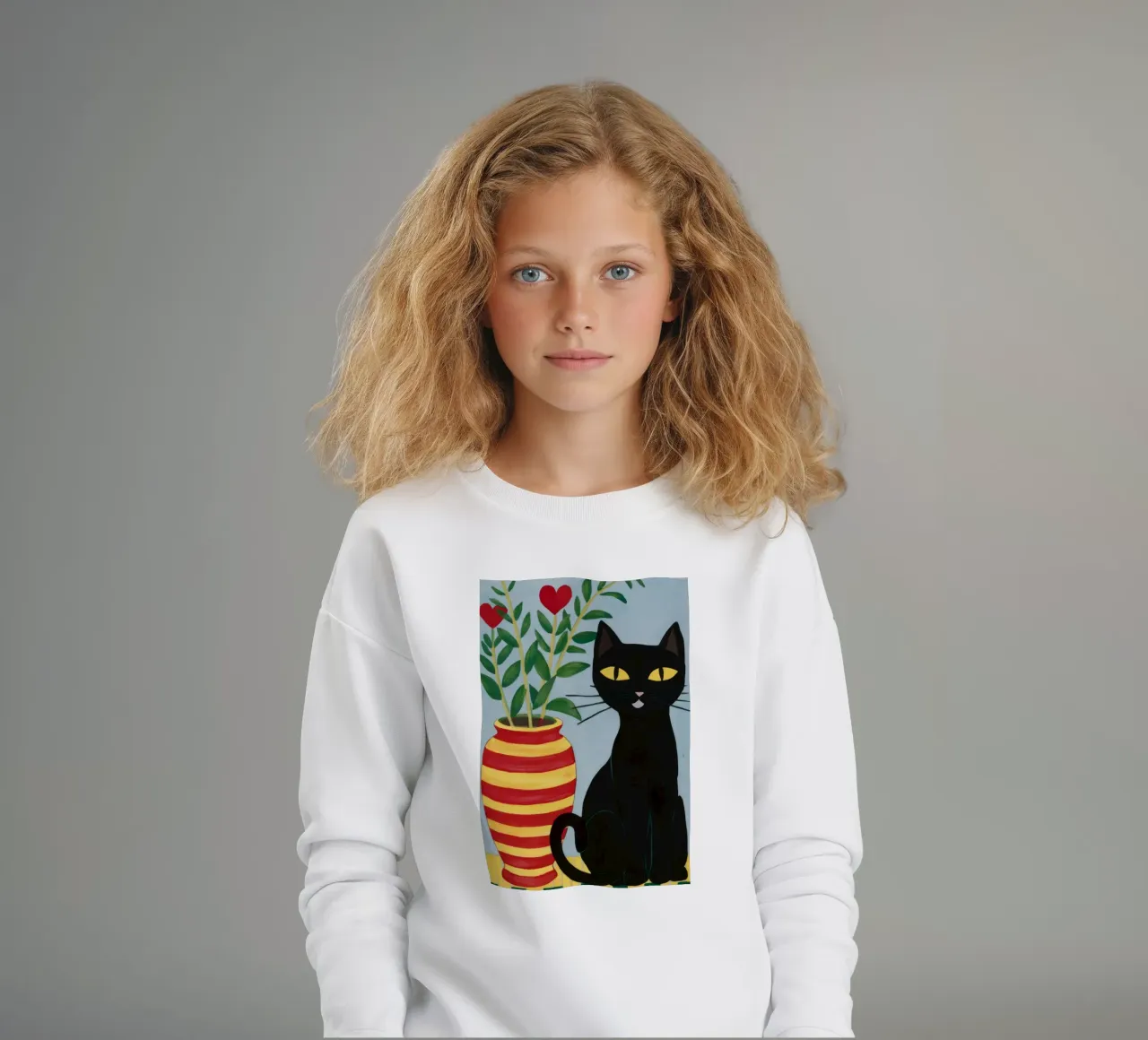 Vase à cœur Chat noir sweat enfant de FadeAura
