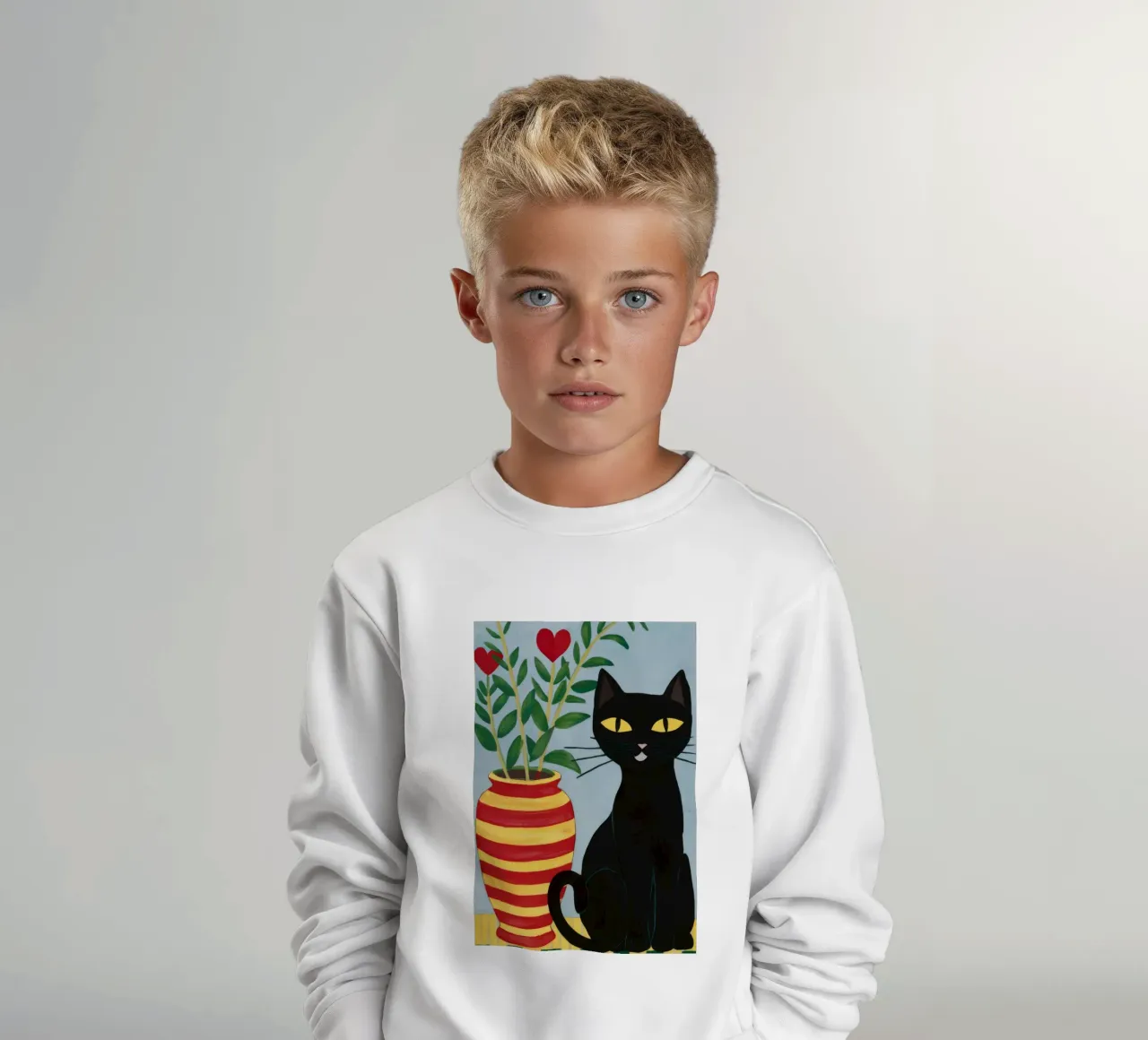 Vase à cœur Chat noir sweat enfant de FadeAura