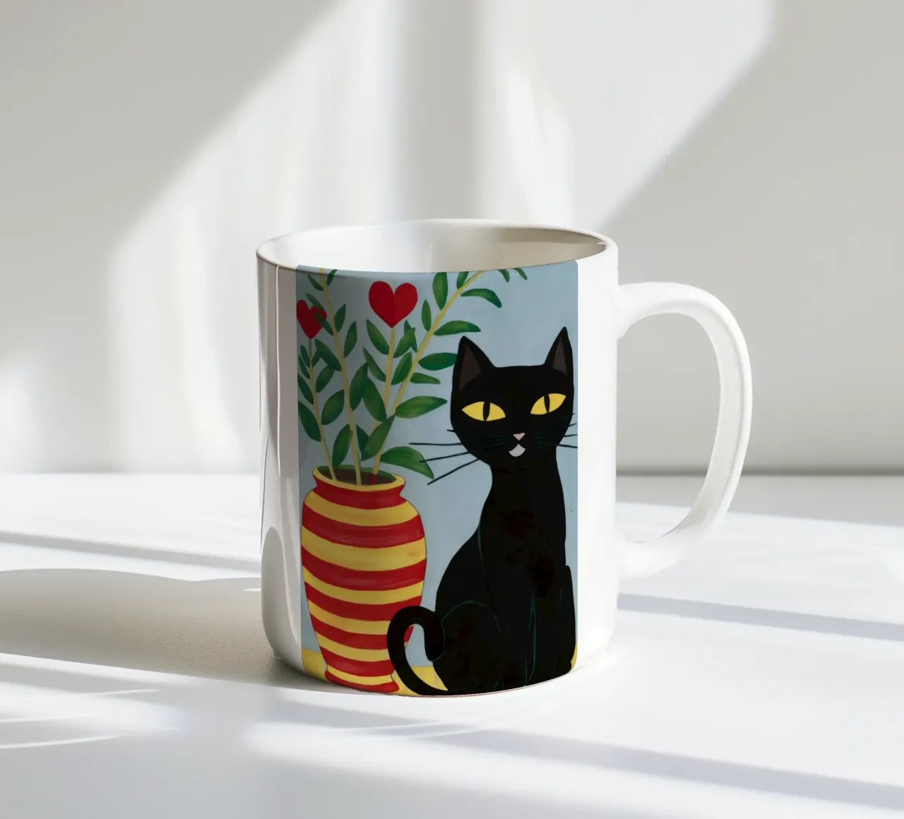 Vaso a cuore Gatto nero tazza in ceramica da FadeAura