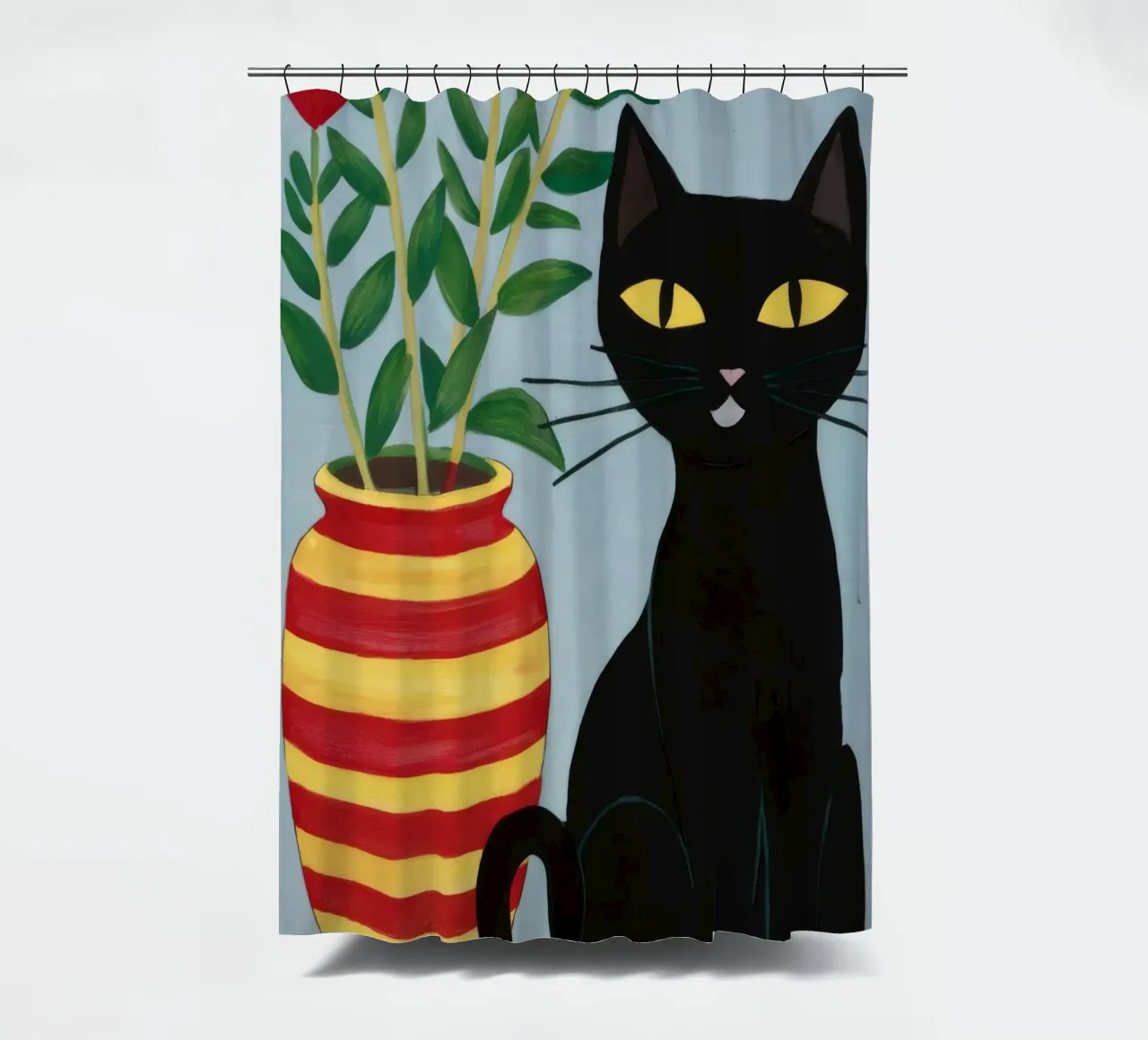 Heart Vase Black Cat shower curtain by FadeAura